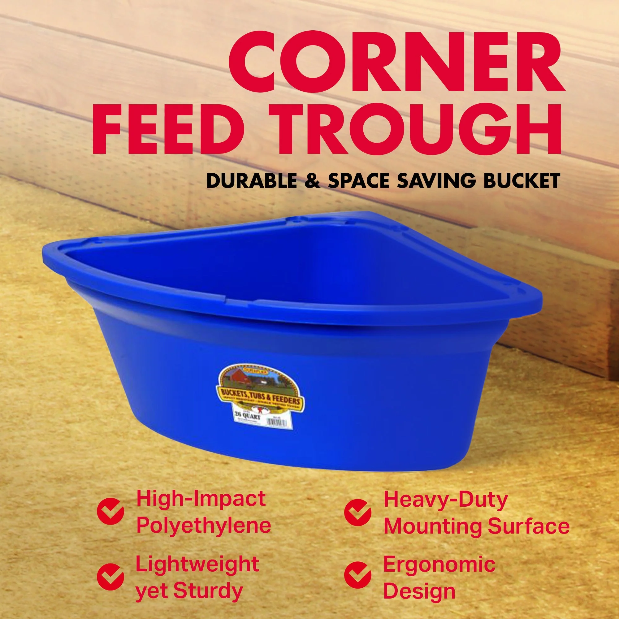 Little Giant PCF6BLUE Heavy Duty Plastic Corner Feeder Holds 6.5 Gallons, Blue - Image 2