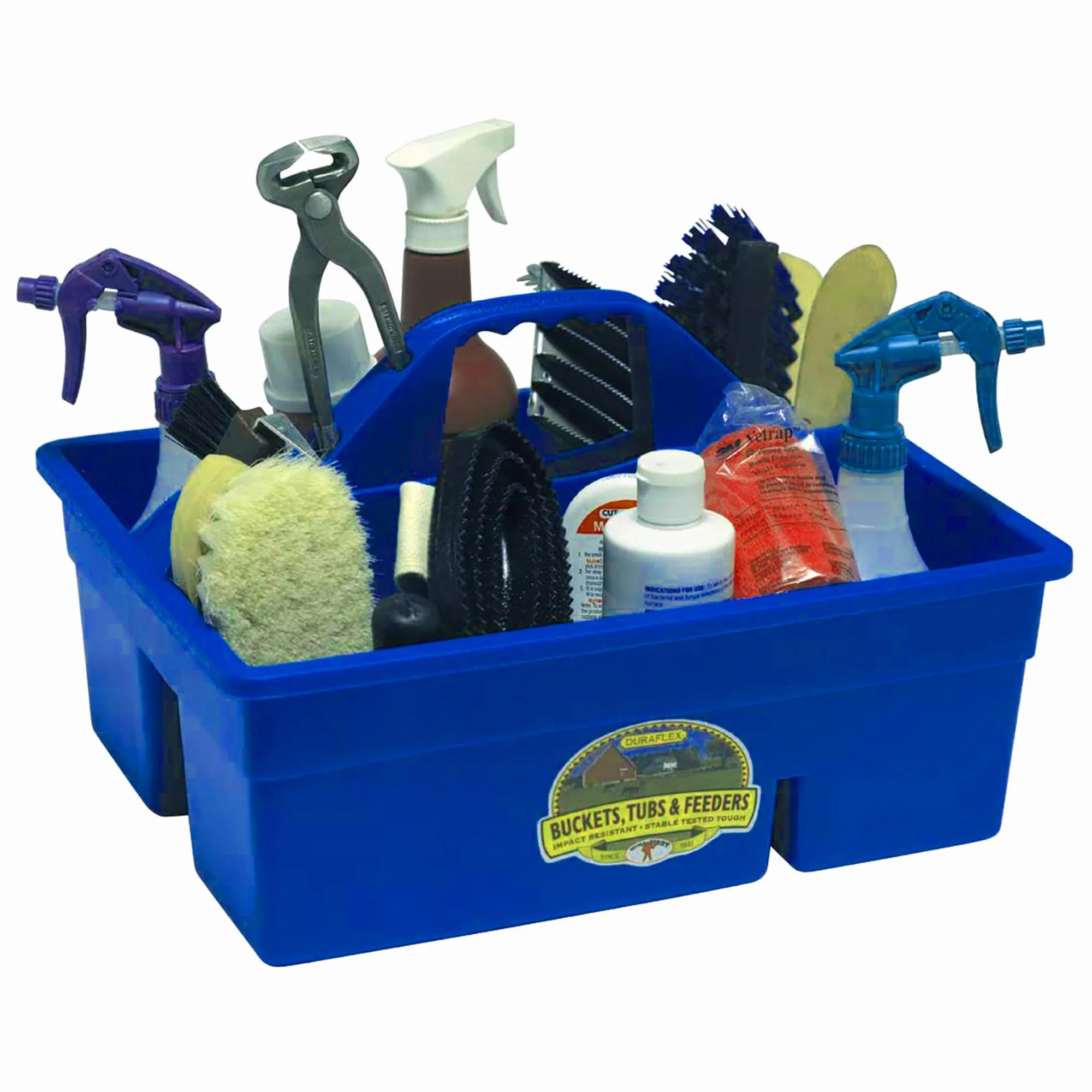 Little Giant Stable Supplies Plastic Organization DuraTote Box with Handle, Blue - Image 4