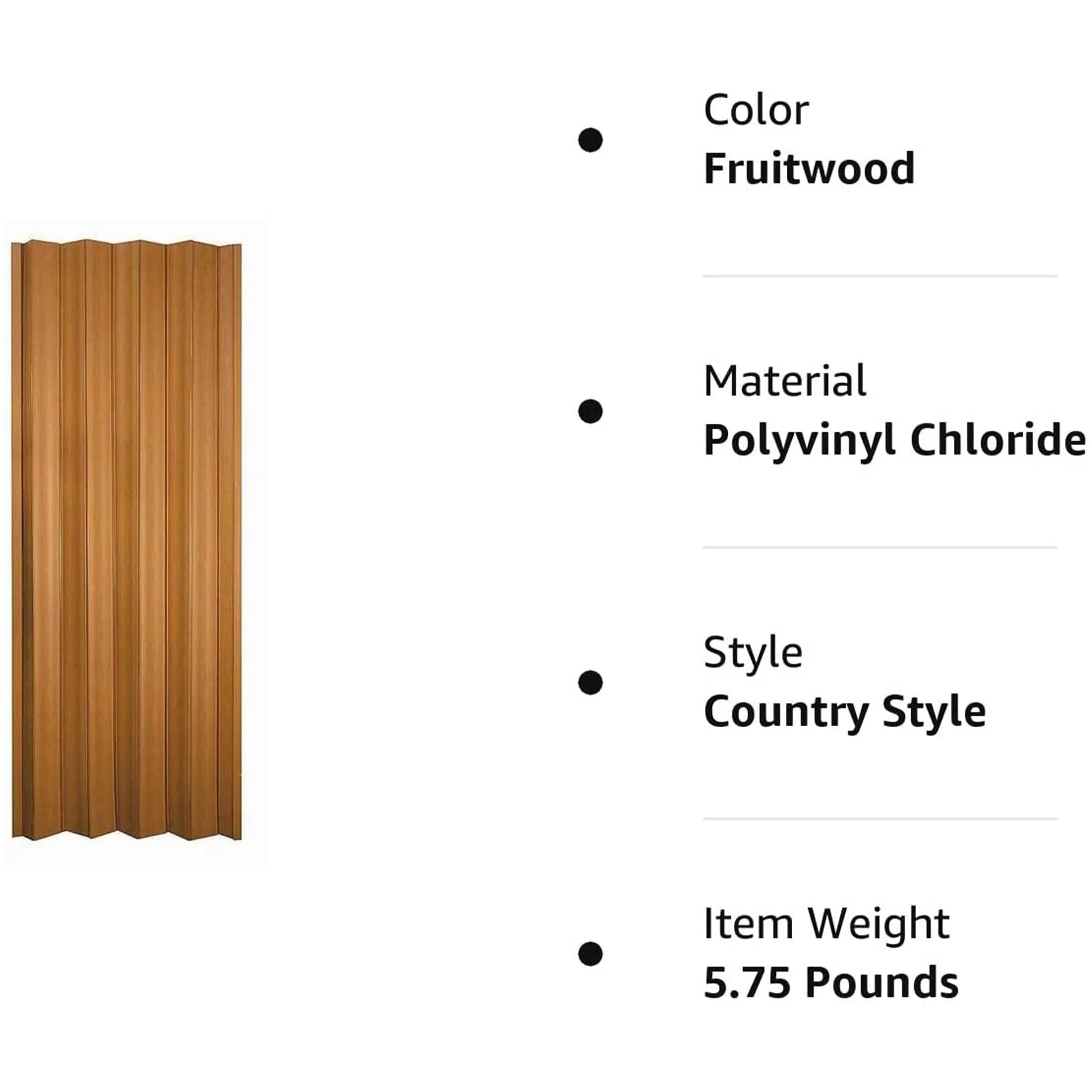 LTL Home Products Via 36" x 80" Vinyl Hinged Single Folding Door, Fruitwood - Image 6