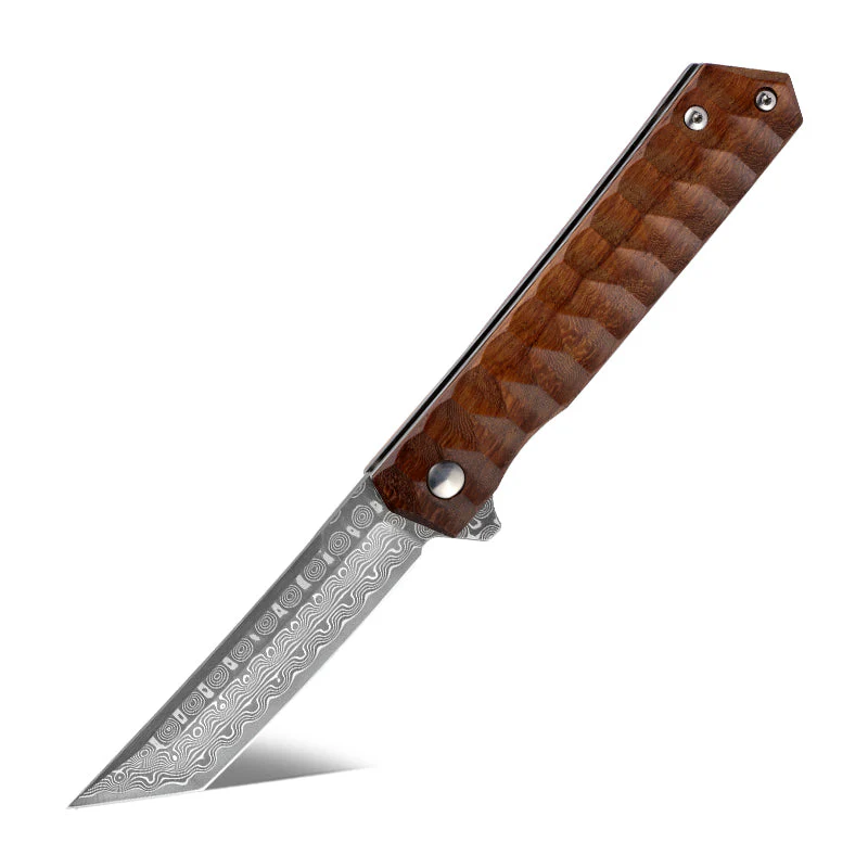 Lucifer VG10 Handmade Tanto Knife with Exotic Rose Wood Handle - Image 2