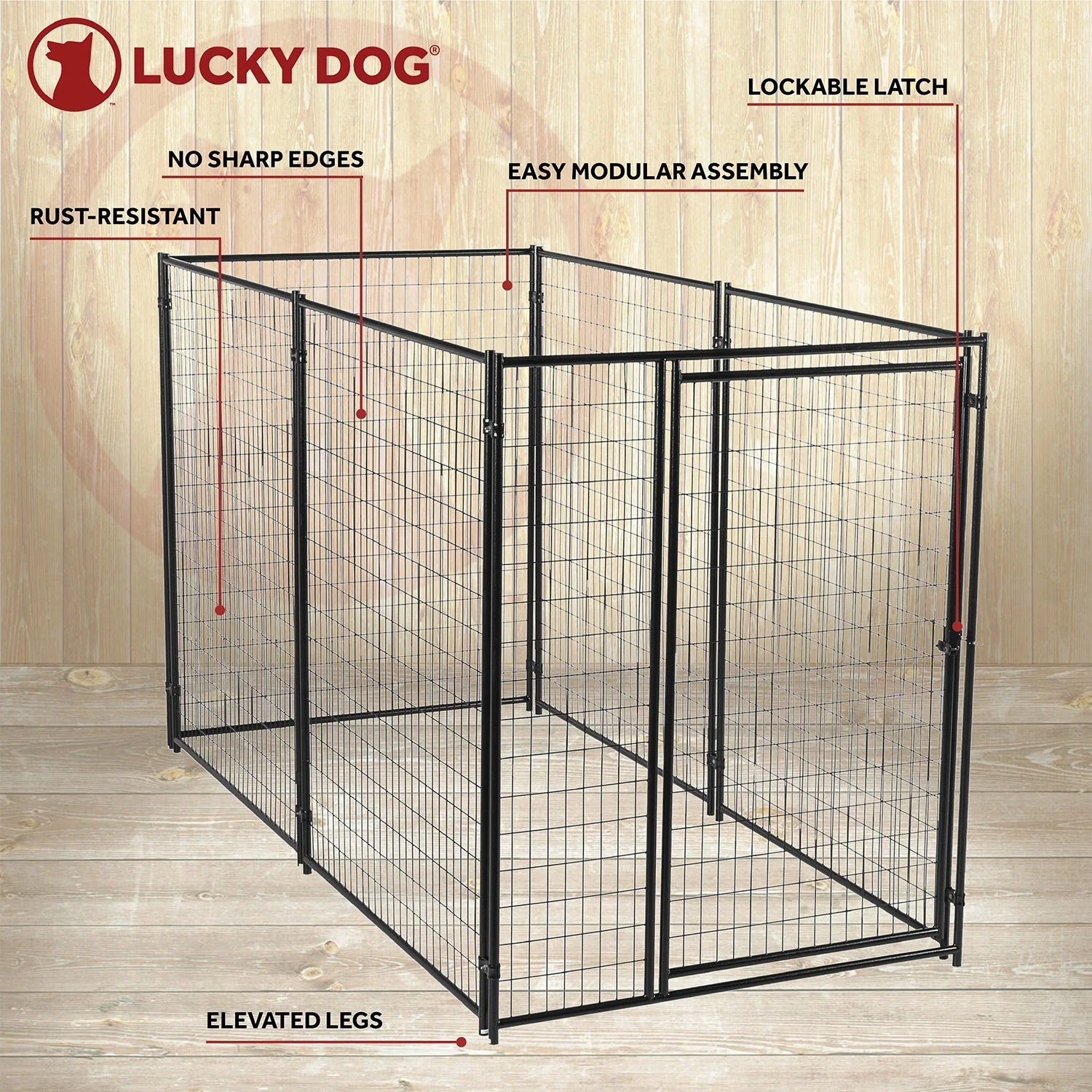 Lucky Dog Large Modular Welded Wire Box Indoor Outdoor Dog Kennel, 10x5x6 Feet - Image 3