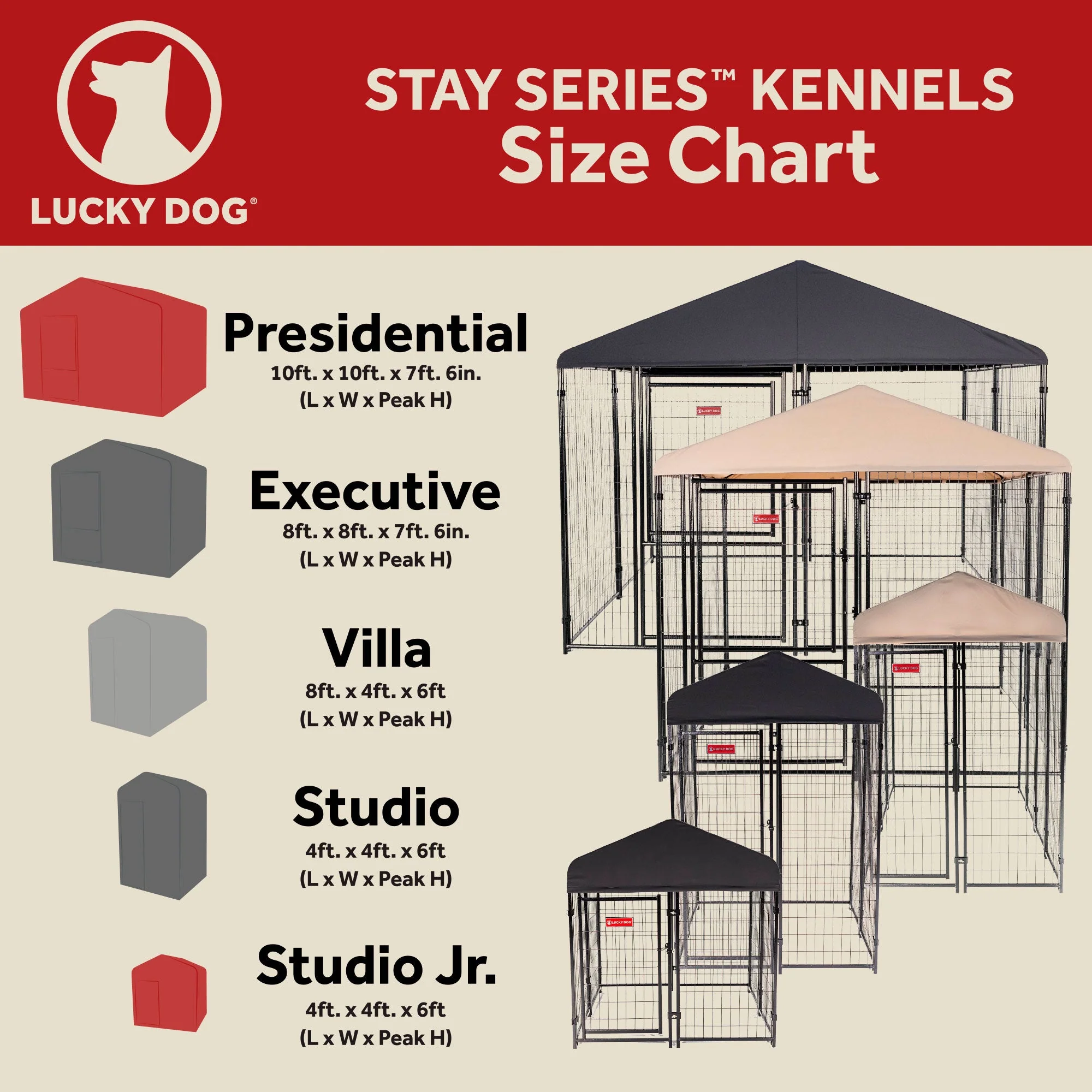 Lucky Dog STAY Series 4 x 8 x 6 Foot Roofed Steel Frame Villa Dog Kennel, Khaki - Image 4