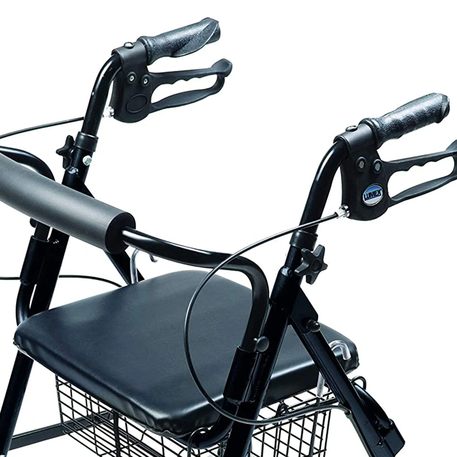 Lumex Walkabout Padded Lightweight 4 Wheel Hemi Rollator for Petite Users, Black - Image 3