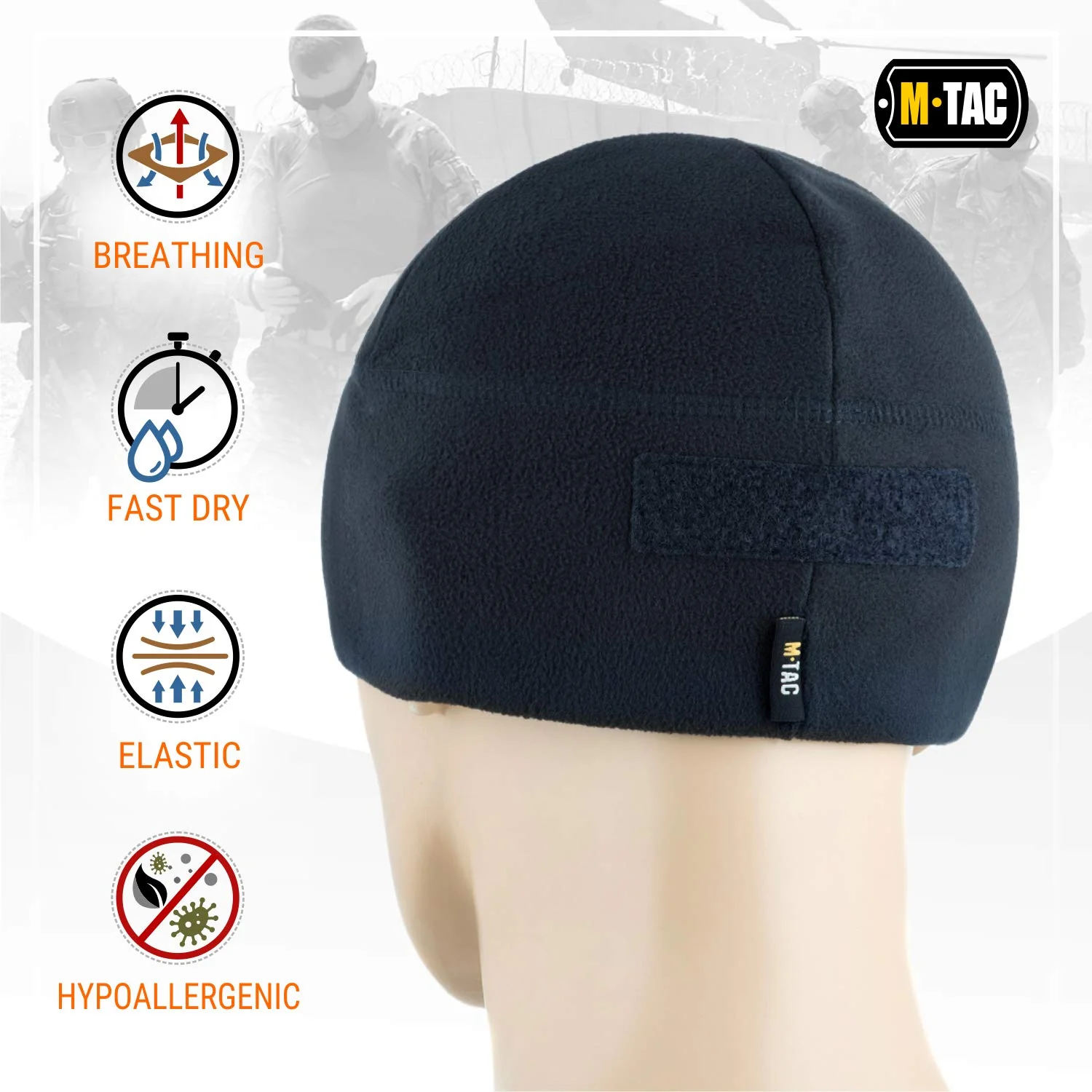 M-Tac Fleece Tactical Watch Cap Beanie With Patch Panel (270 g/m2) - Image 16
