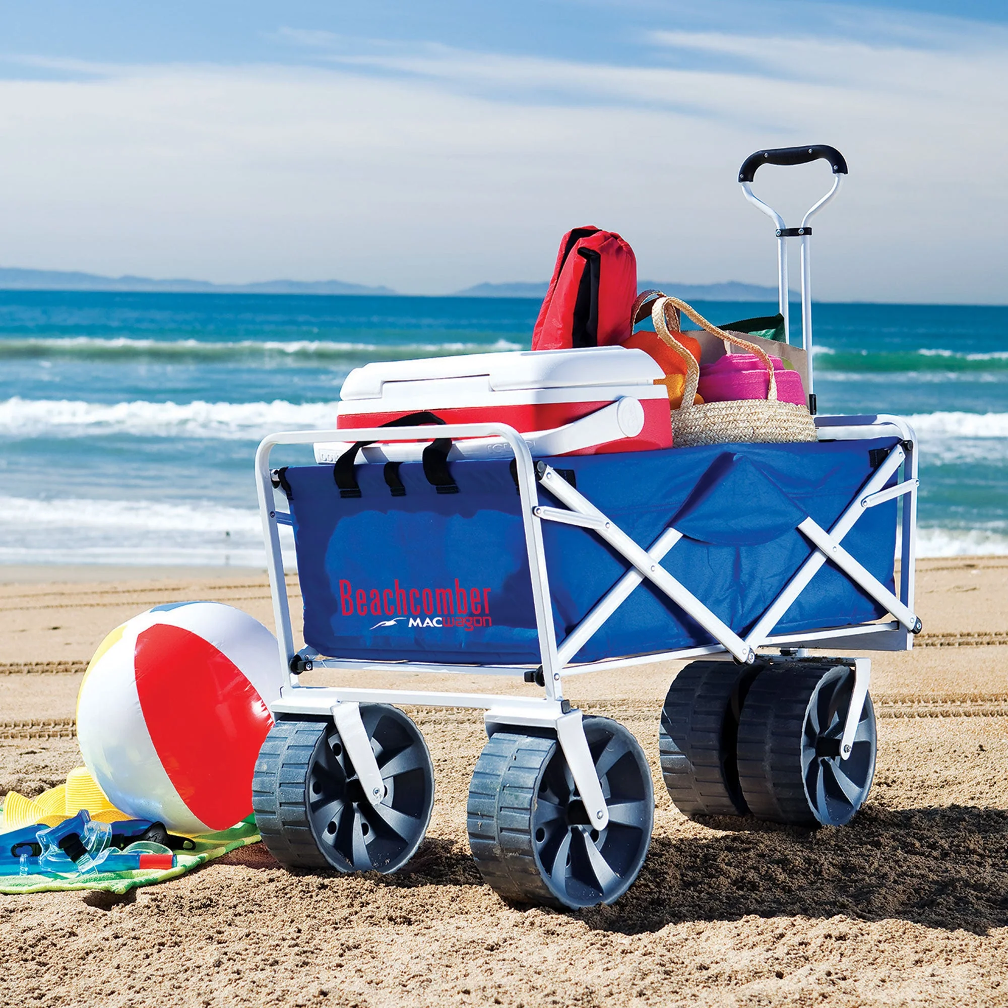 Mac Sports Collapsible Folding All Terrain Outdoor Utility Wagon Cart, Blue - Image 5