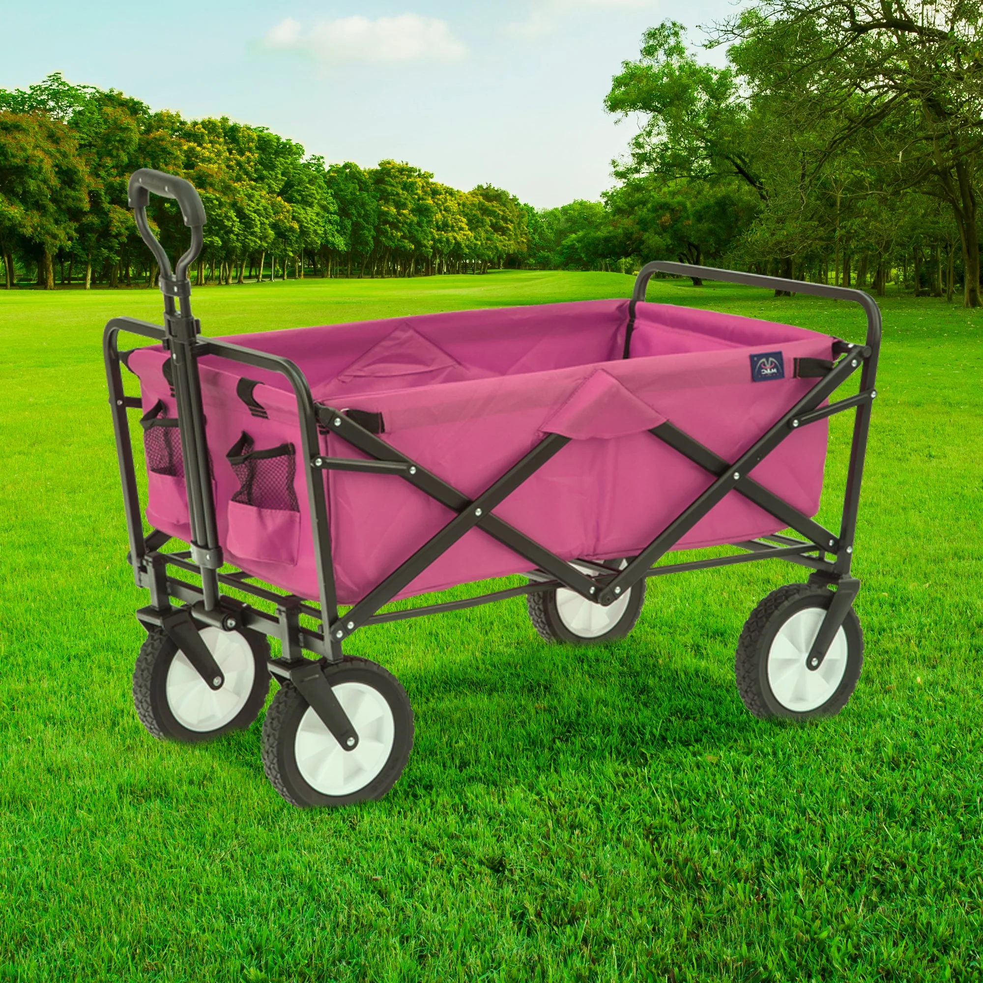 Mac Sports Collapsible Folding Outdoor Utility Garden Camping Wagon Cart, Pink - Image 4