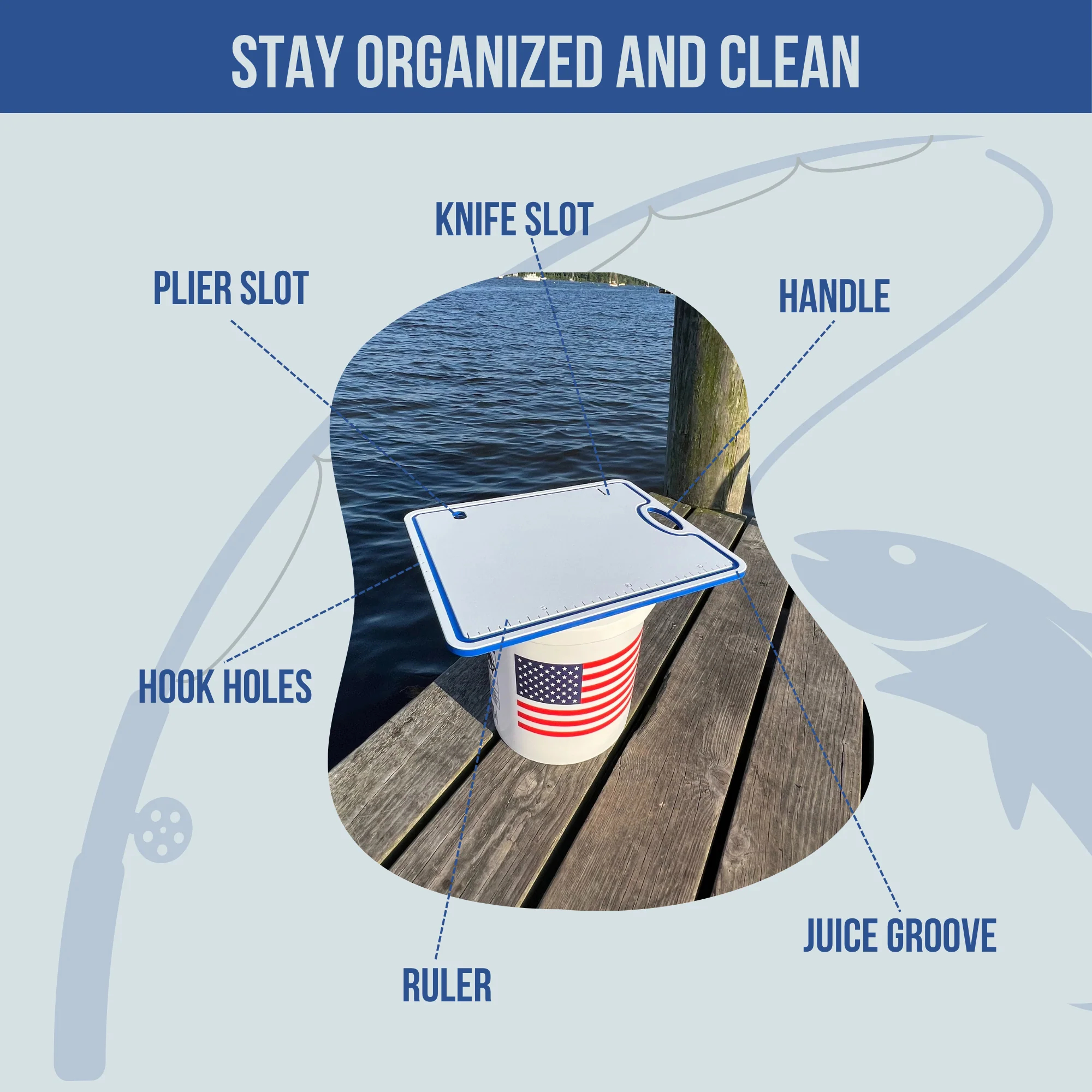 Made in the USA | Premium Bucket or Cooler Fishing Cutting Board - Image 12