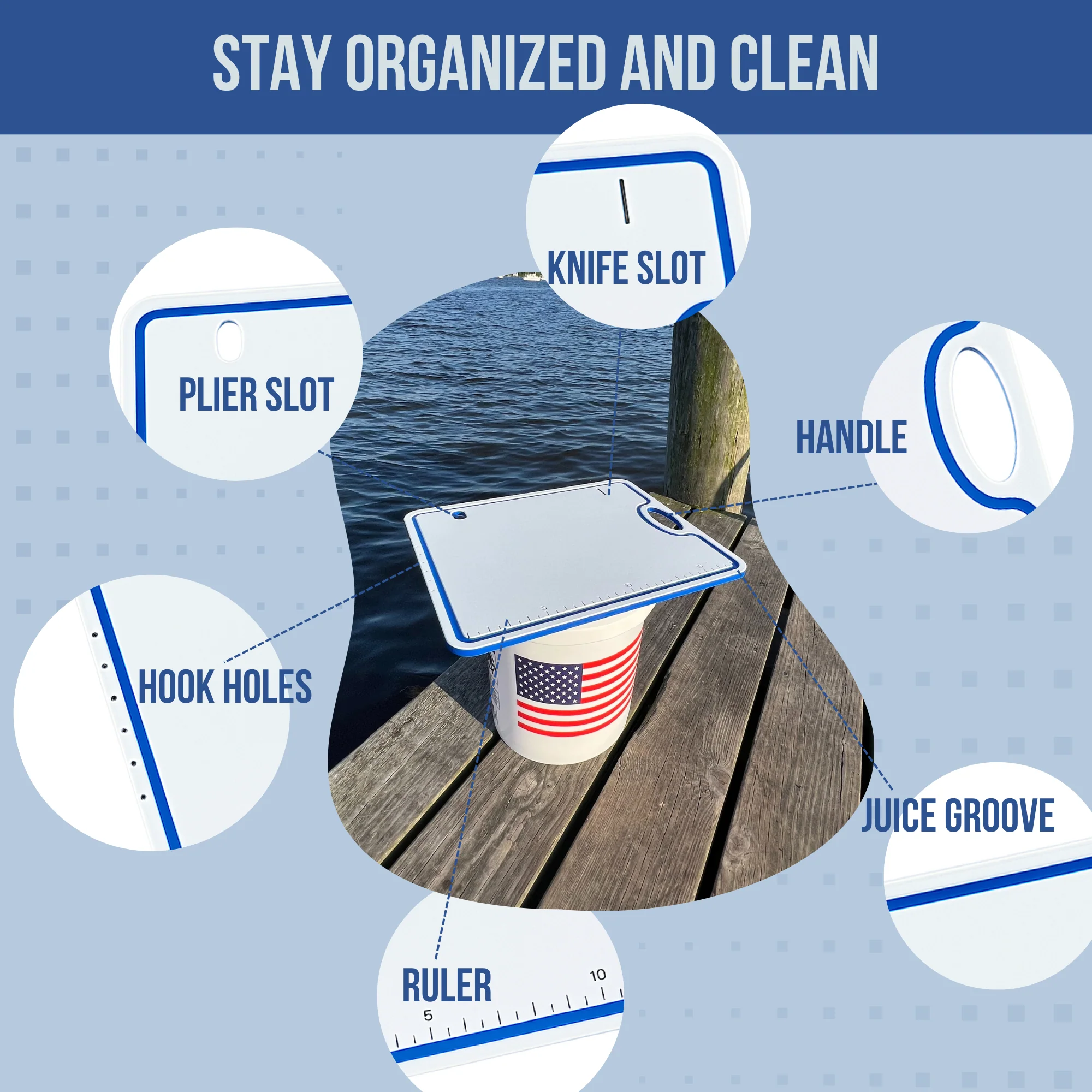 Made in the USA | Premium Bucket or Cooler Fishing Cutting Board - Image 4