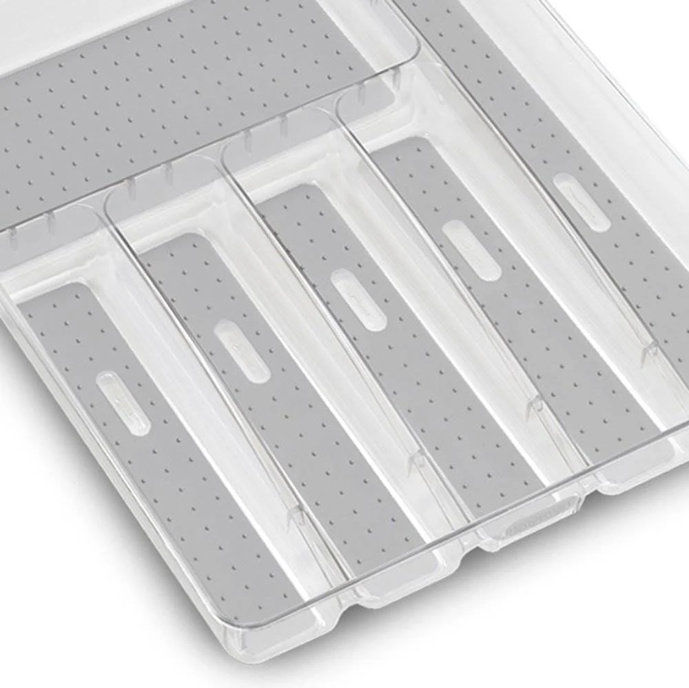 MadeSmart Clear Large Kitchen Silverware Tray Drawer Organizer, White (2 Pack) - Image 5