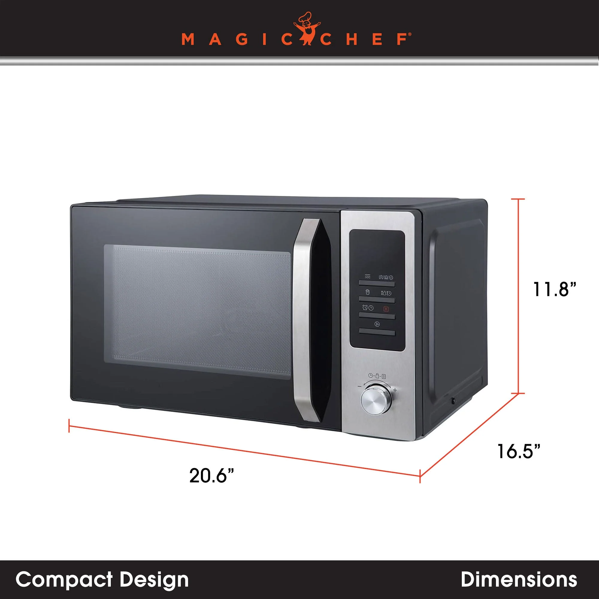 Magic Chef 1.0 Cubic Feet Stainless Countertop Microwave with Air Fryer, Black - Image 8