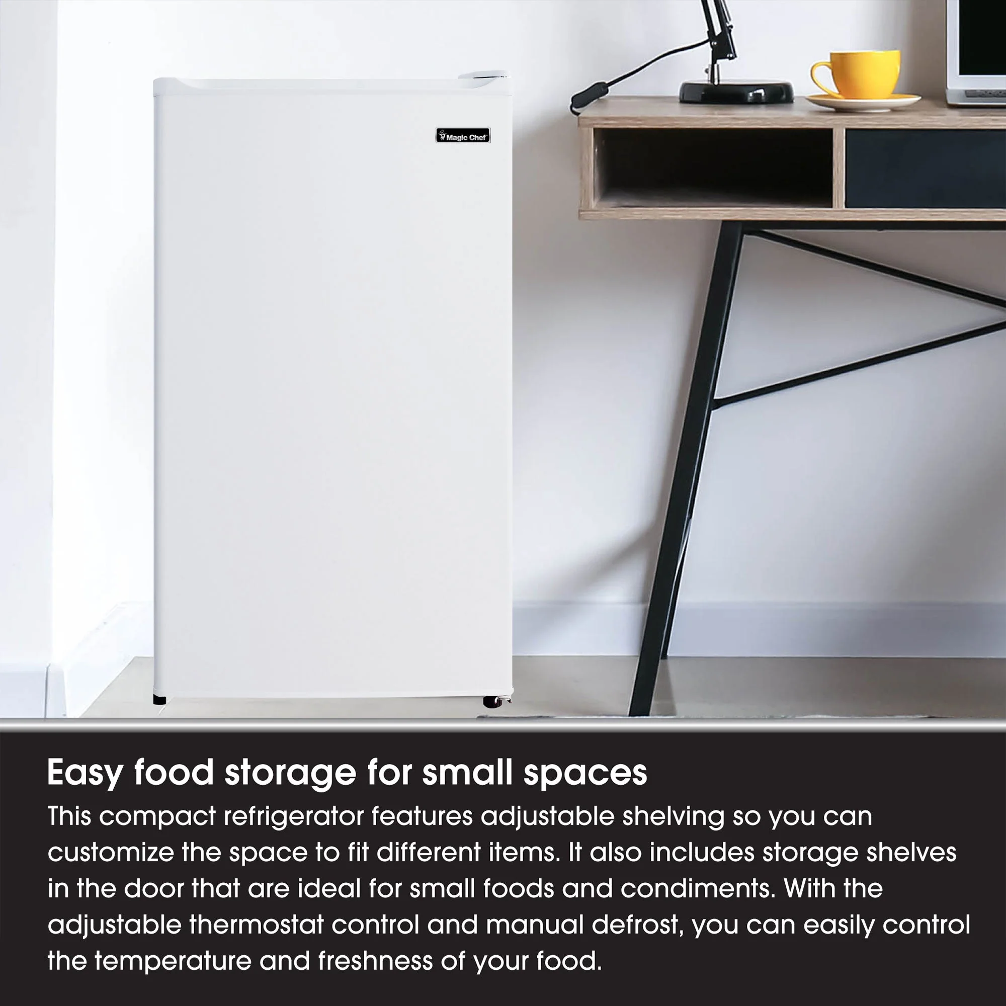 Magic Chef MCBR350W2 3.5 Cubic Feet Compact Mini Refrigerator & Freezer, White - Image 3