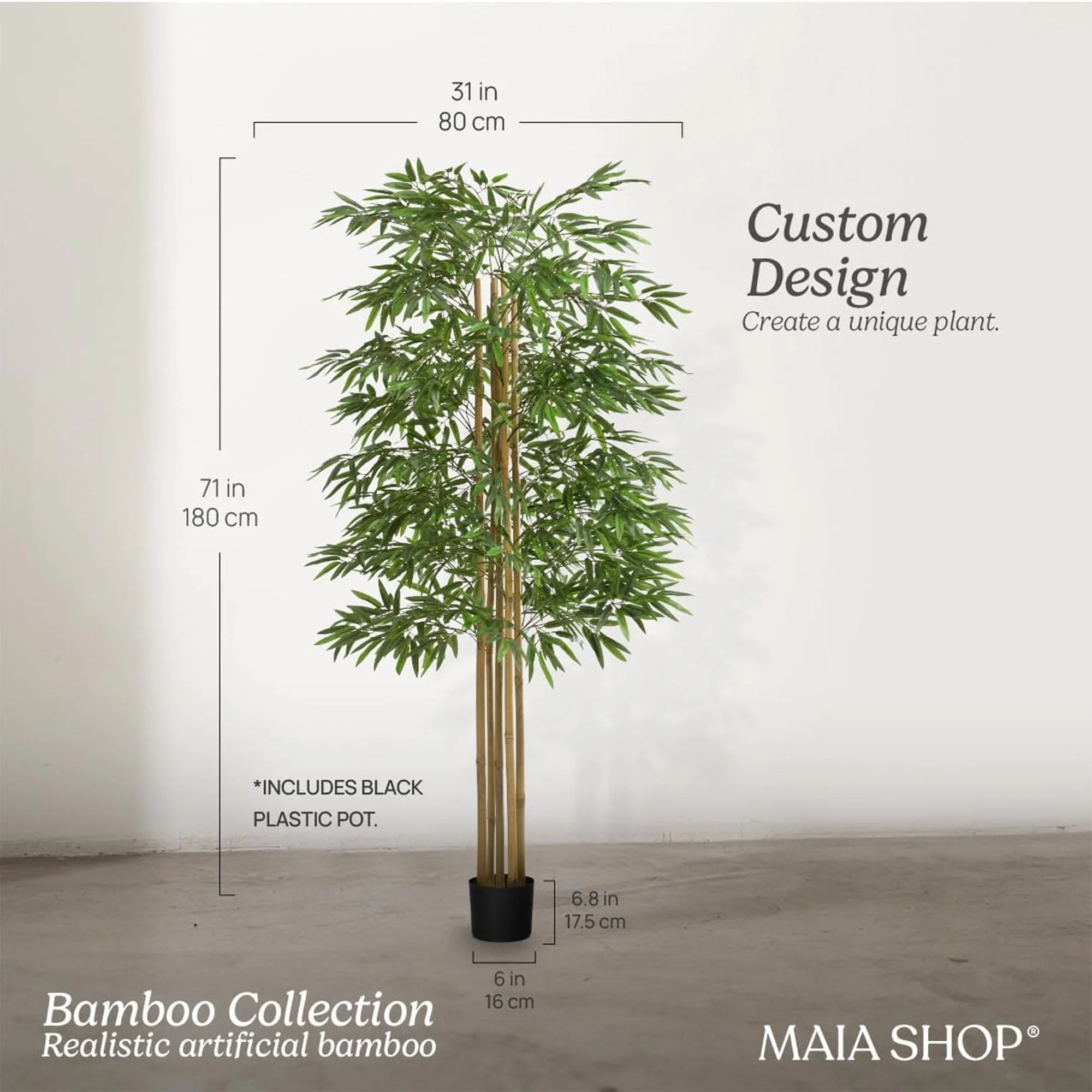 Maia Shop Artificial Bamboo Tree 6 Feet Tall Potted Home Decoration, 71 Inches - Image 6