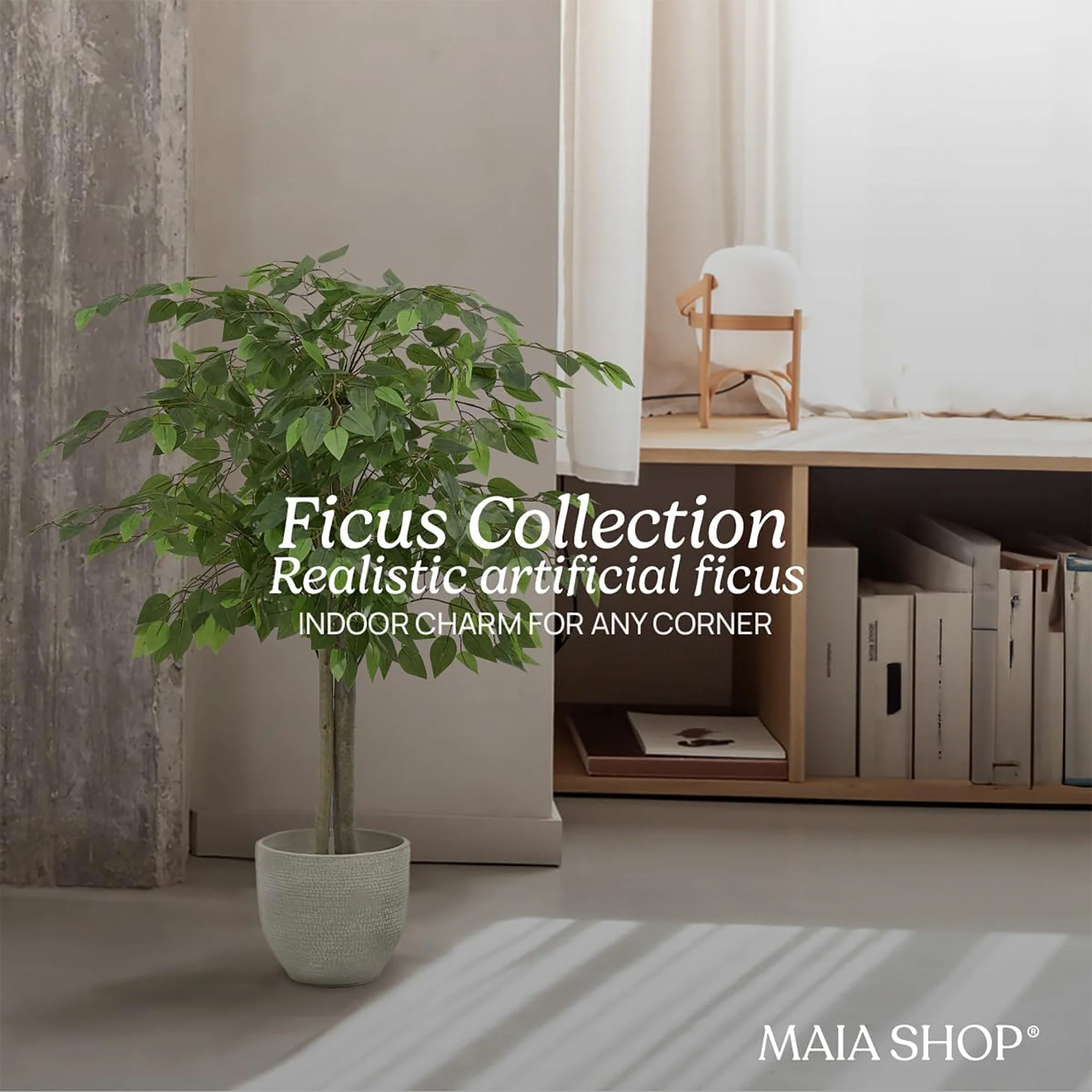 Maia Shop Artificial Ficus Tree 3.5 ft. Tall Tropical Home Decoration, 41 Inches - Image 6
