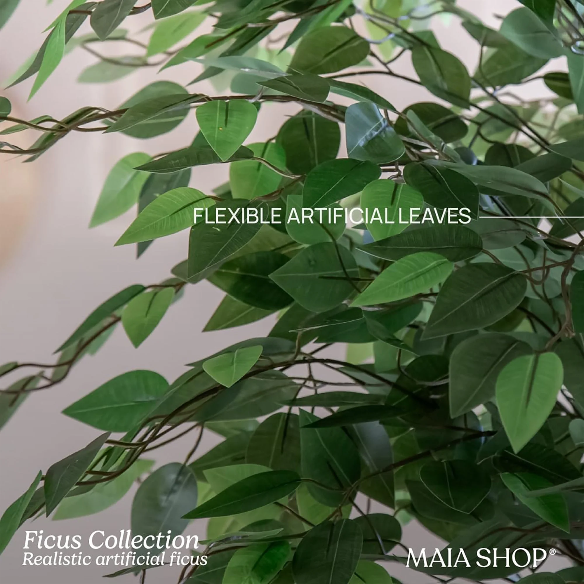 Maia Shop Artificial Ficus Tree 3.5 ft. Tall Tropical Home Decoration, 41 Inches - Image 7