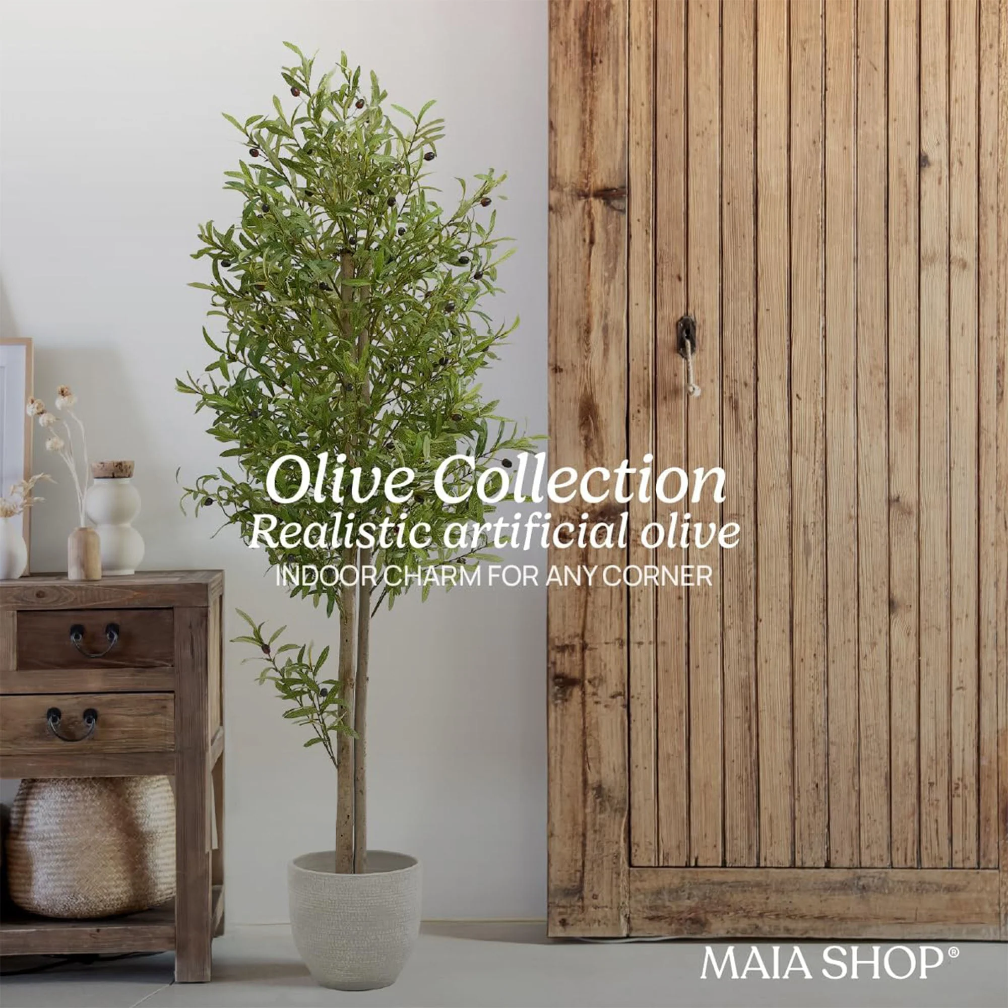 Maia Shop Artificial Olive Tree 6 Feet Tall Potted Home Decoration, 71 Inches - Image 2