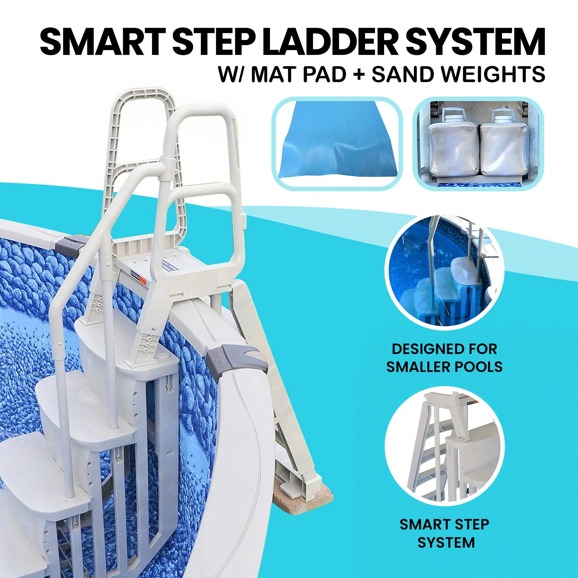 Main Access 200100T Above Ground Pool Ladder Steps w/ Mat Pad + 2 Sand Weights - Image 3
