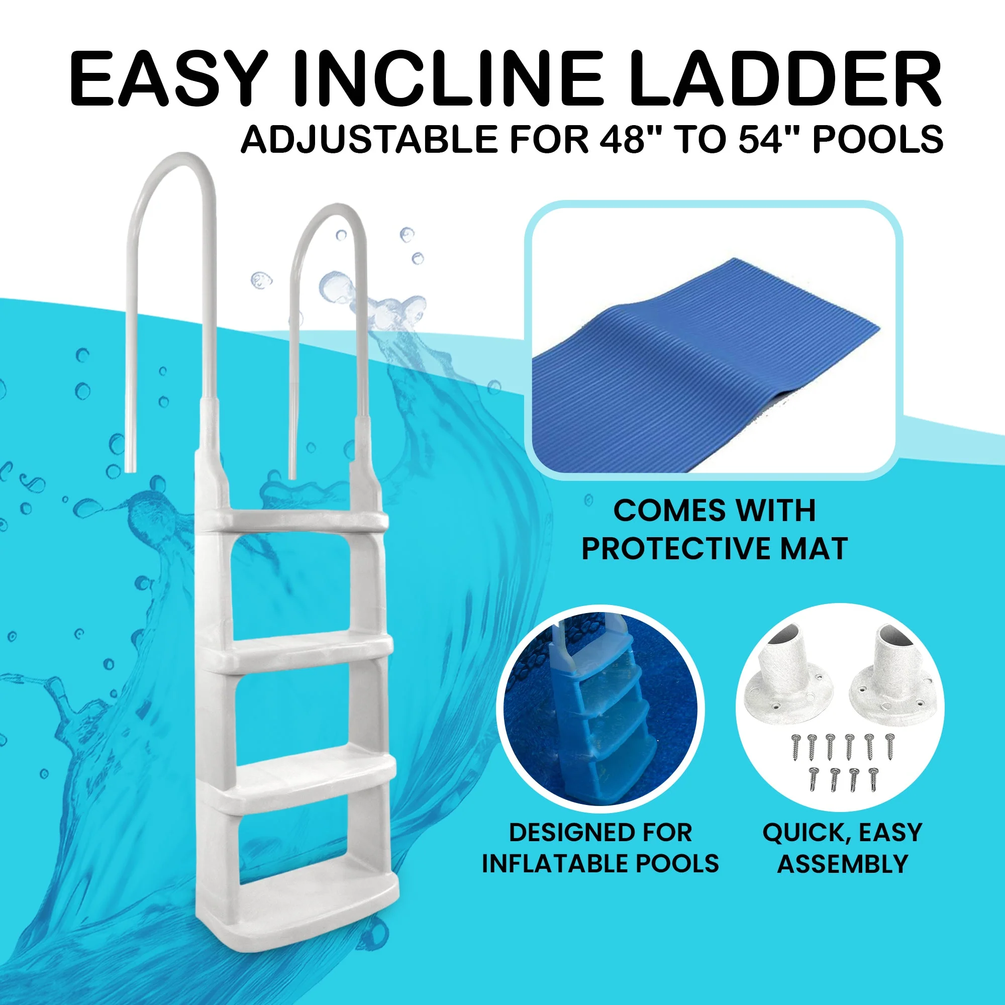 Main Access 200200 Easy Incline Above Ground In-Pool Swimming Pool Ladder w/ Mat - Image 2