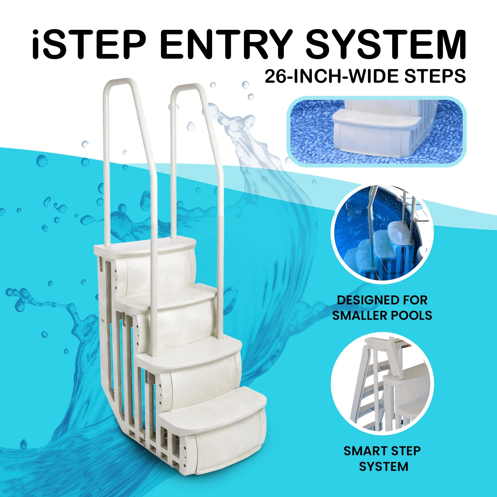Main Access 200601T 26" iStep Above Ground Pool Step Ladder Entry System, Taupe - Image 7