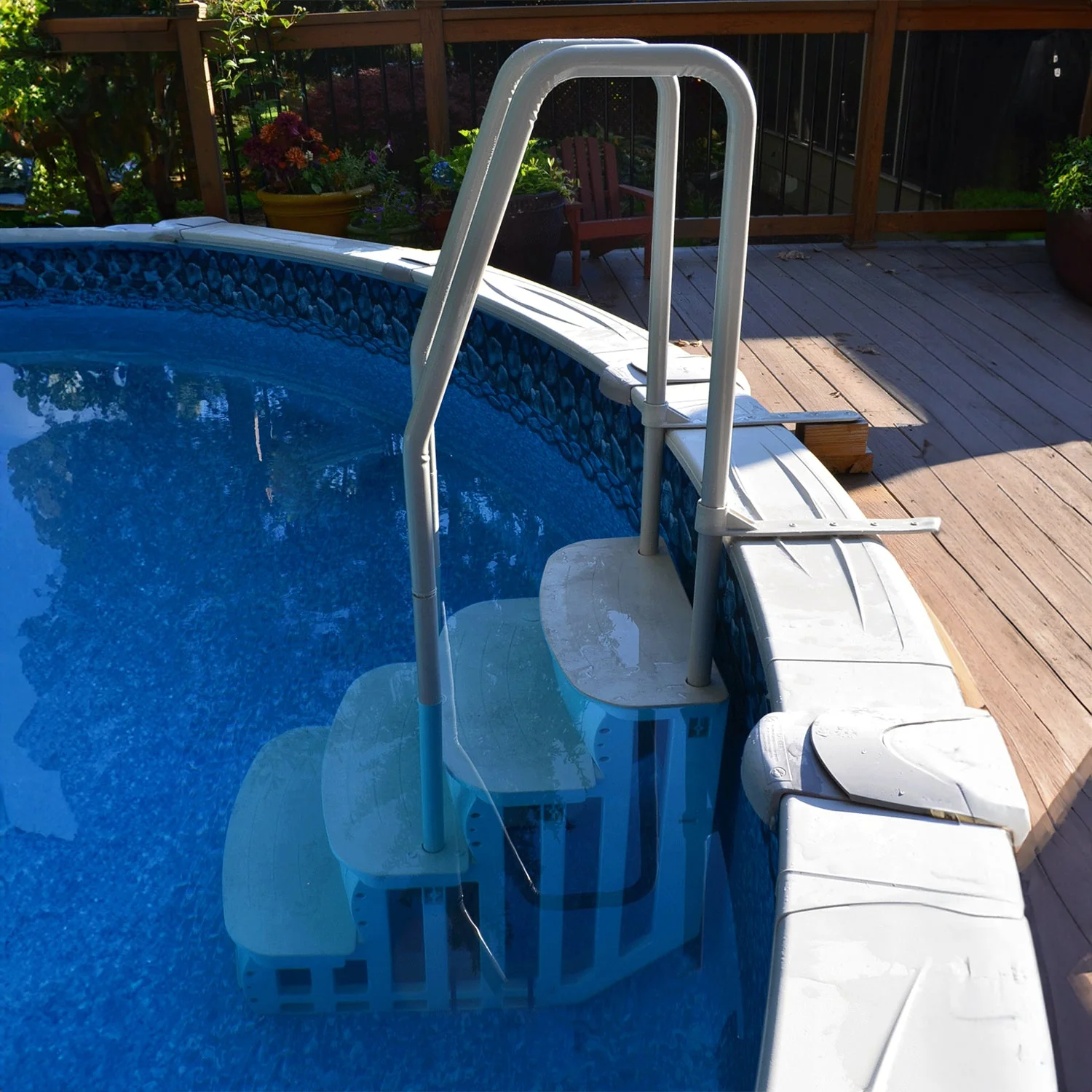 Main Access iStep Above Ground Swimming Pool Deck Entry Steps Ladder & LED Light - Image 4