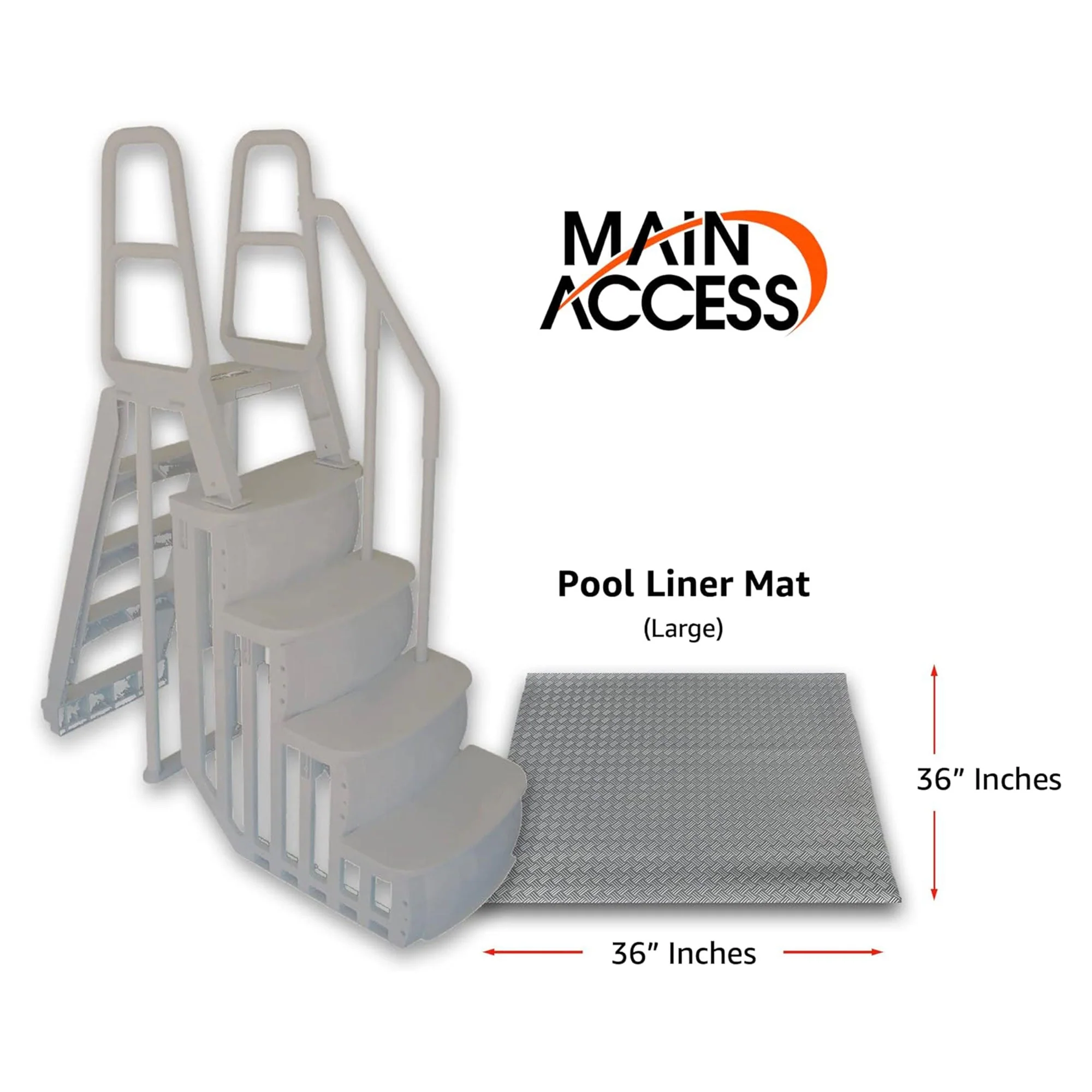 Main Access Large 36 x 36 Inch Pool Step Ladder Guard Mat, Accessory Only, Gray - Image 4
