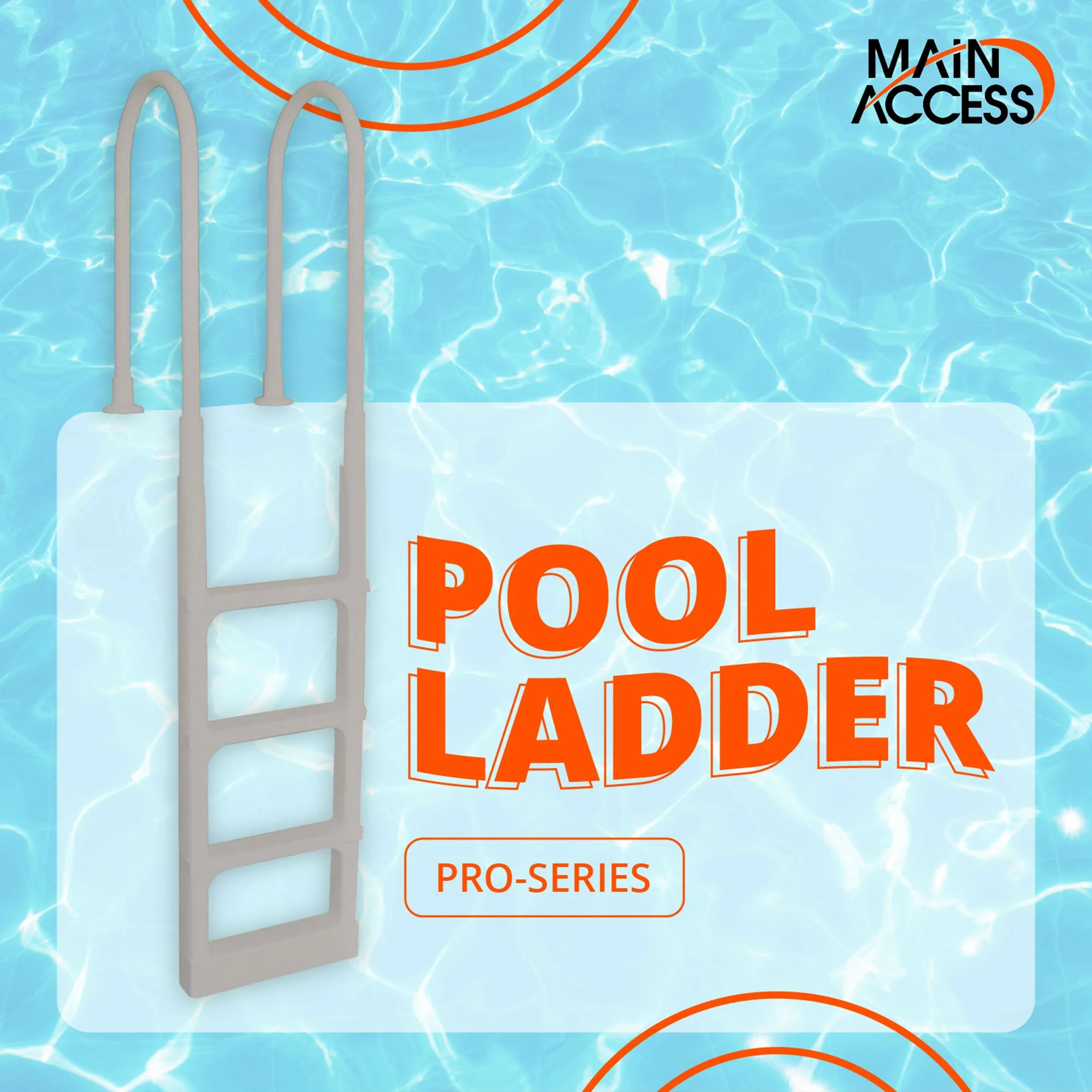 Main Access ProSeries 54 Inch Adjustable In Pool Above Ground Pool Ladder, Taupe - Image 2