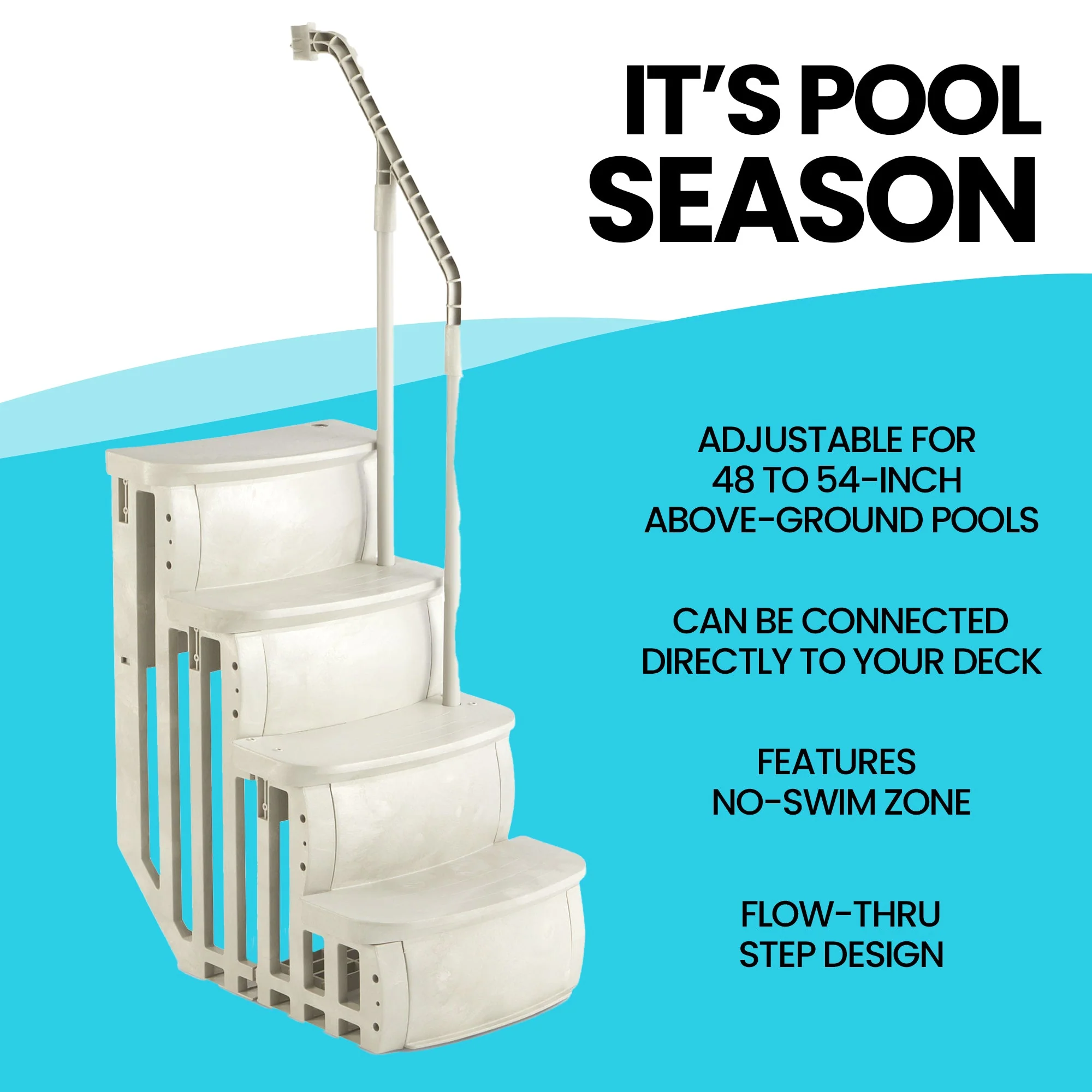 Main Access Smart Step 24 Inch Wide Swimming Pool Entrance w/ Hand Rail, Taupe - Image 4