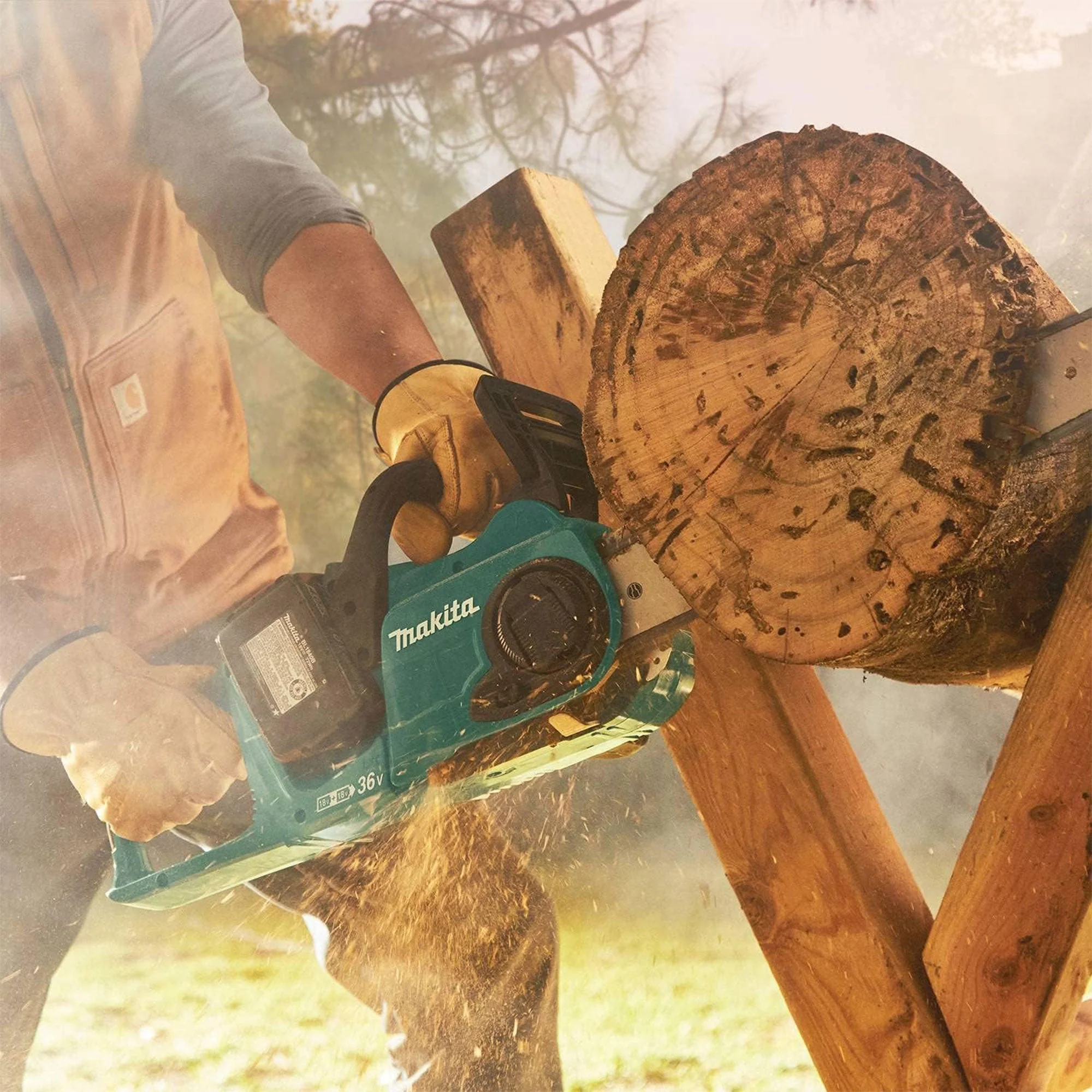 Makita LXT 36 Volt 16 Inch 4.0Ah Battery Powered Brushless Chainsaw Kit, Teal - Image 10
