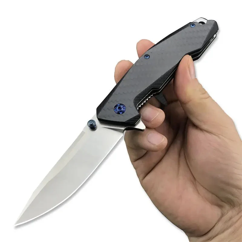 Manta Pocket Knife with Carbon Fiber Handle & Leather Sheath - Image 4