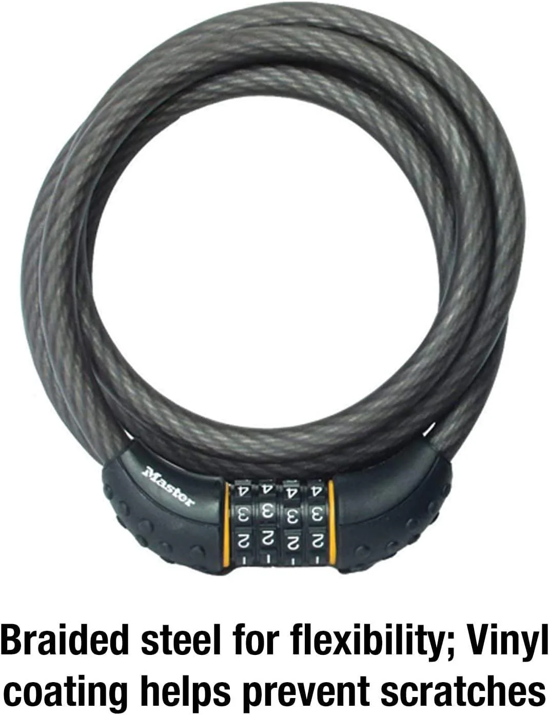 Master Lock© Cable Combination Lock, Set Your Own Combination Bike Lock, 6 ft. Long, 8122D , Black - Image 3