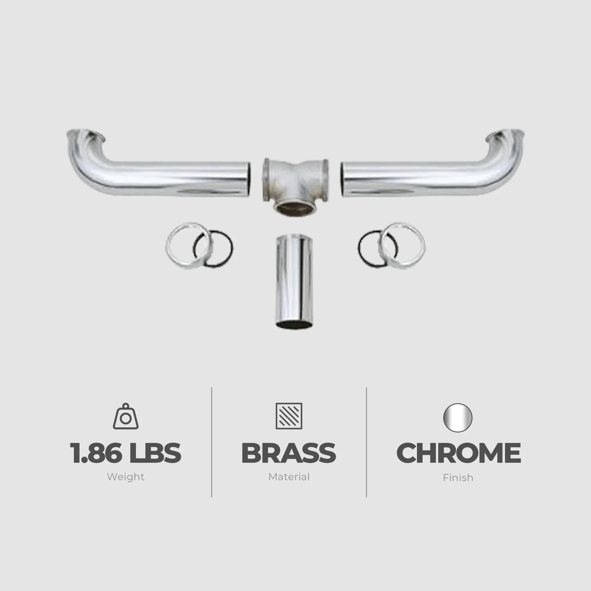 Master Plumber 2 Bowl Center Outlet Drain with Chrome Plated Brass for Sinks - Image 3