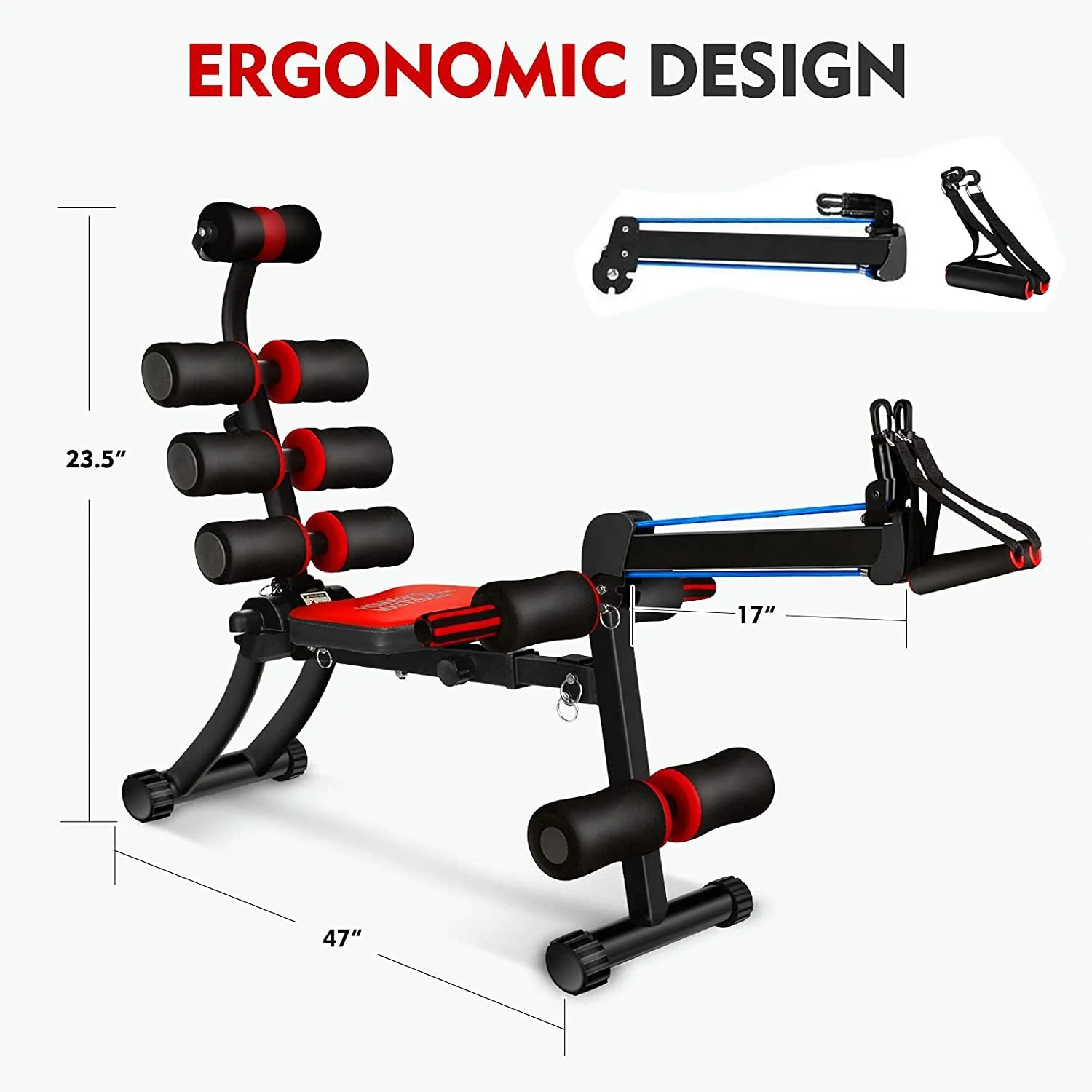 MBB 22 in 1 Wonder Master Foldable Adjustable Abdominal Workout Chair, Black - Image 3