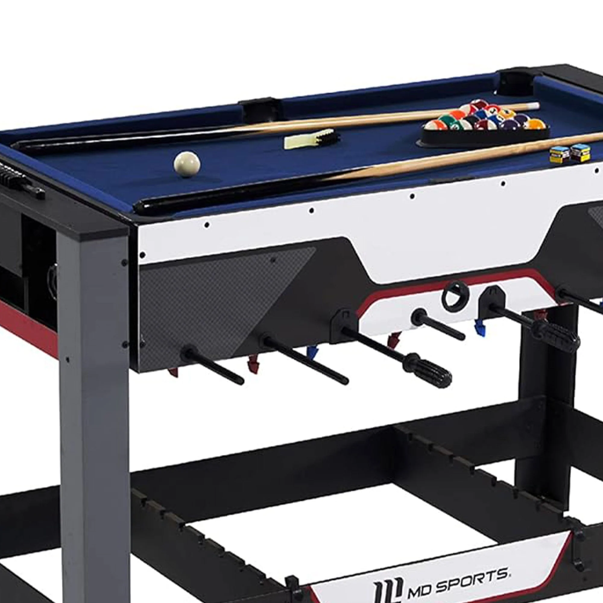 MD Sports 48 Inch 2 in 1 Billiards and Foosbal Swivel Table with Accessories - Image 10