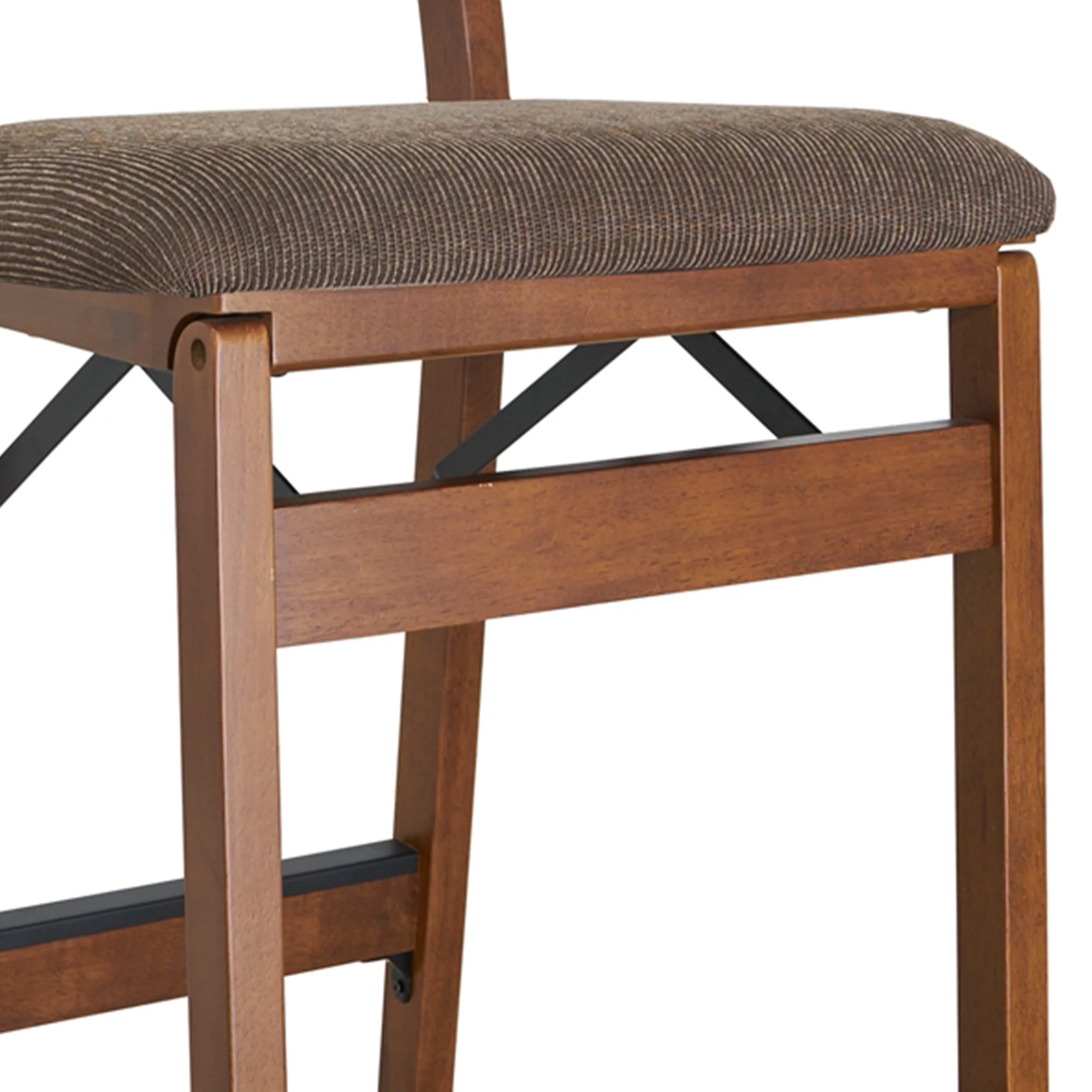 MECO Stakmore Fabric Upholstered Seat Folding Counter Stools, Fruitwood (2 Pack) - Image 10