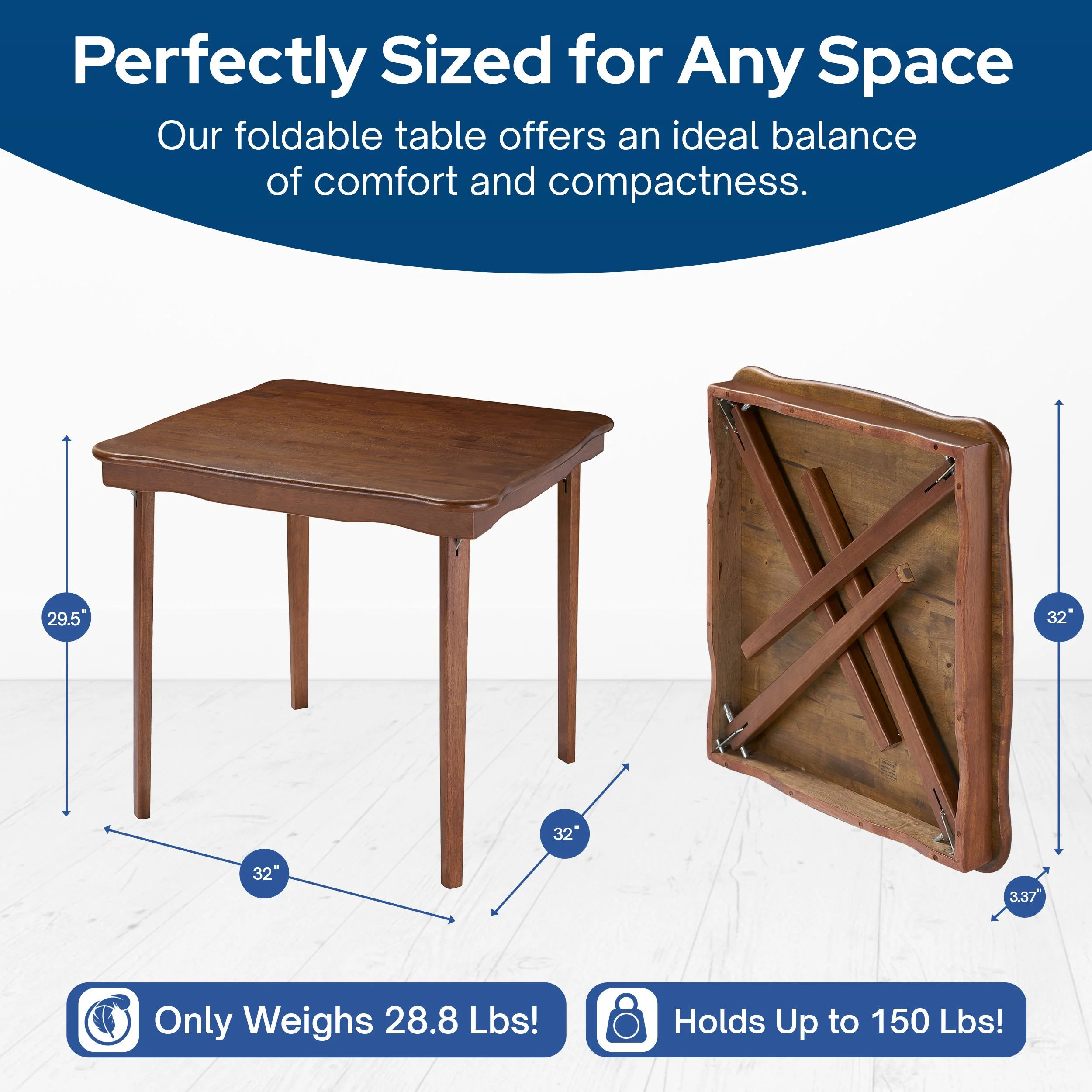 MECO Stakmore Scalloped Edge Compact Traditional Folding Card Table, Fruitwood - Image 4