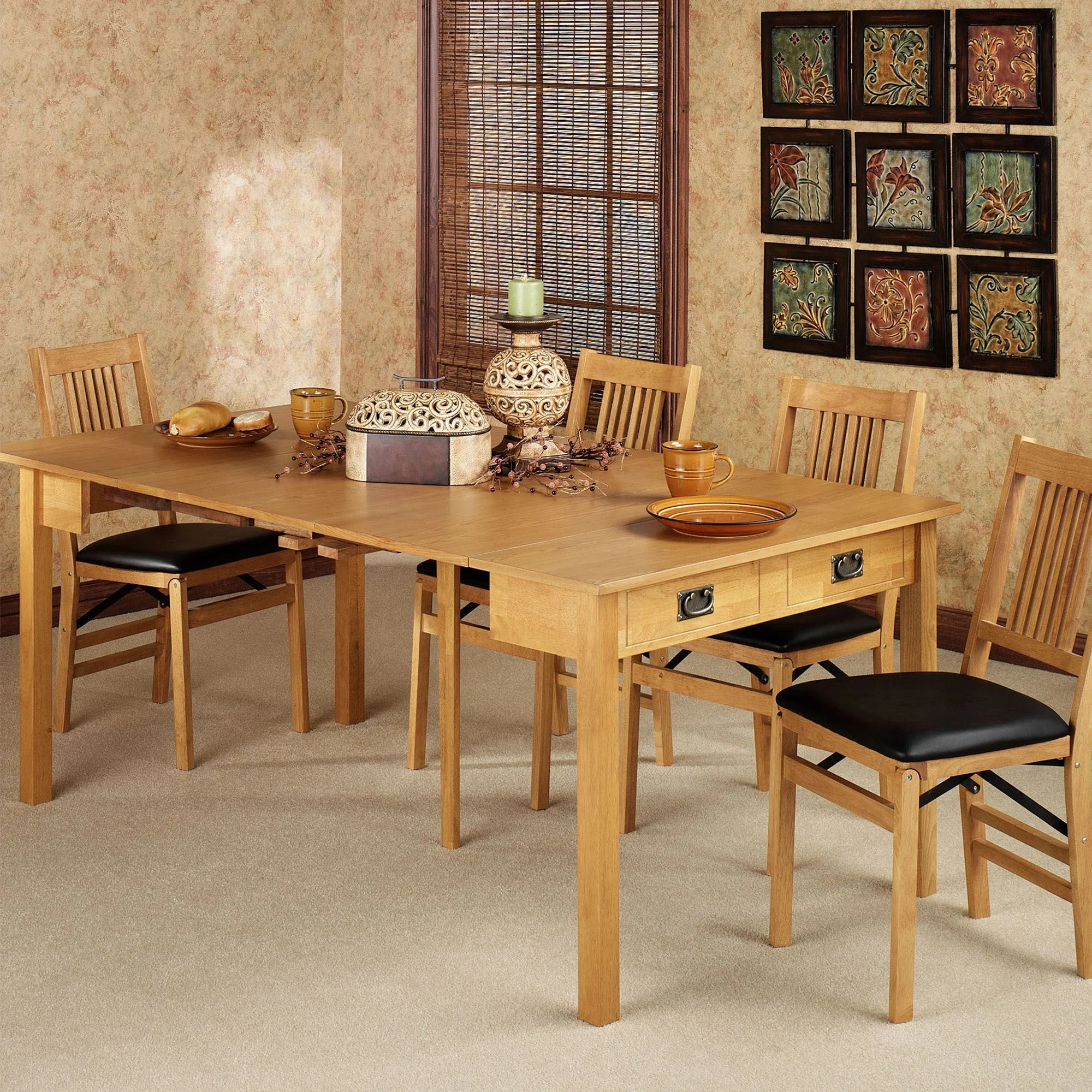 MECO Stakmore Solid Wood Traditional Expanding Dining Table Console, Oak Frame - Image 5