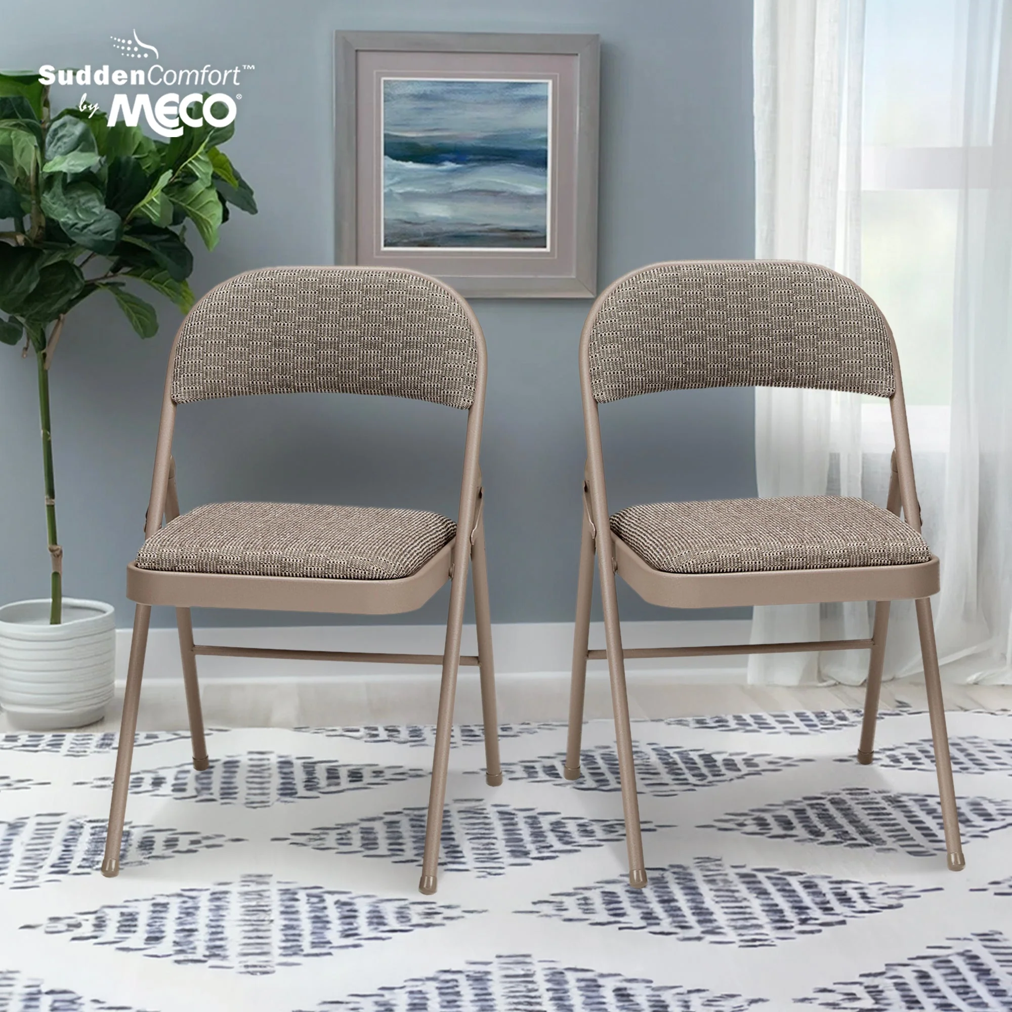 MECO Sudden Comfort Deluxe Courtyard Fabric Padded Folding Chair, (Set of 4) - Image 6