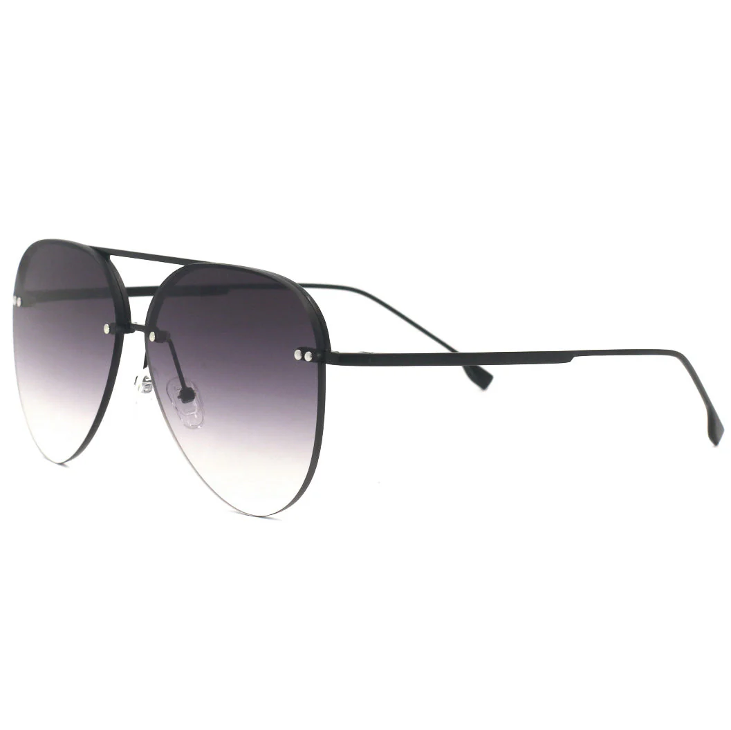 Megan 2 - Faded Black Metal Aviator Sunglasses - Image 3