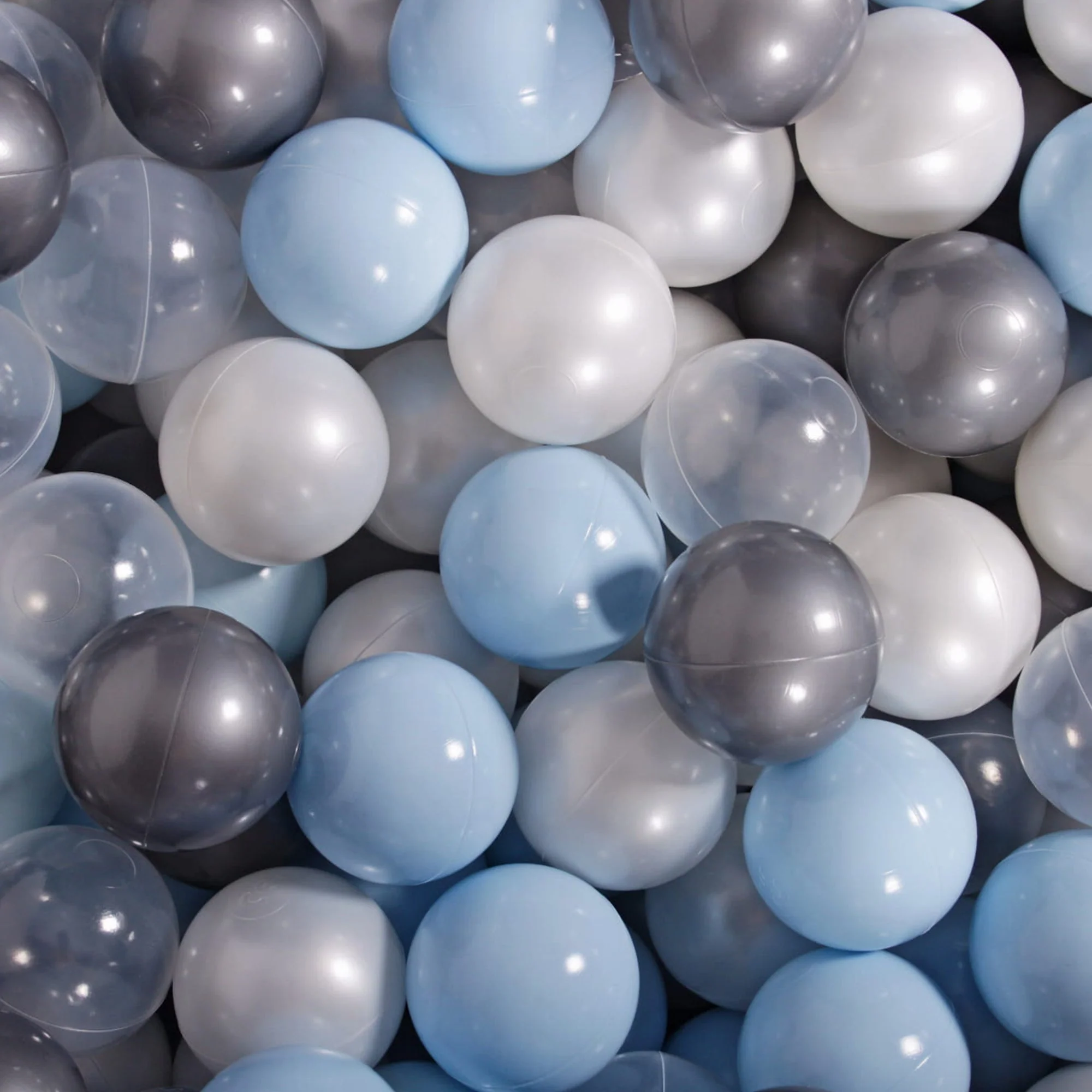 MeowBaby Round 35 x 11.5" Baby Foam Ball Pit w/ 200 Balls, Baby Blue/Transparent - Image 2