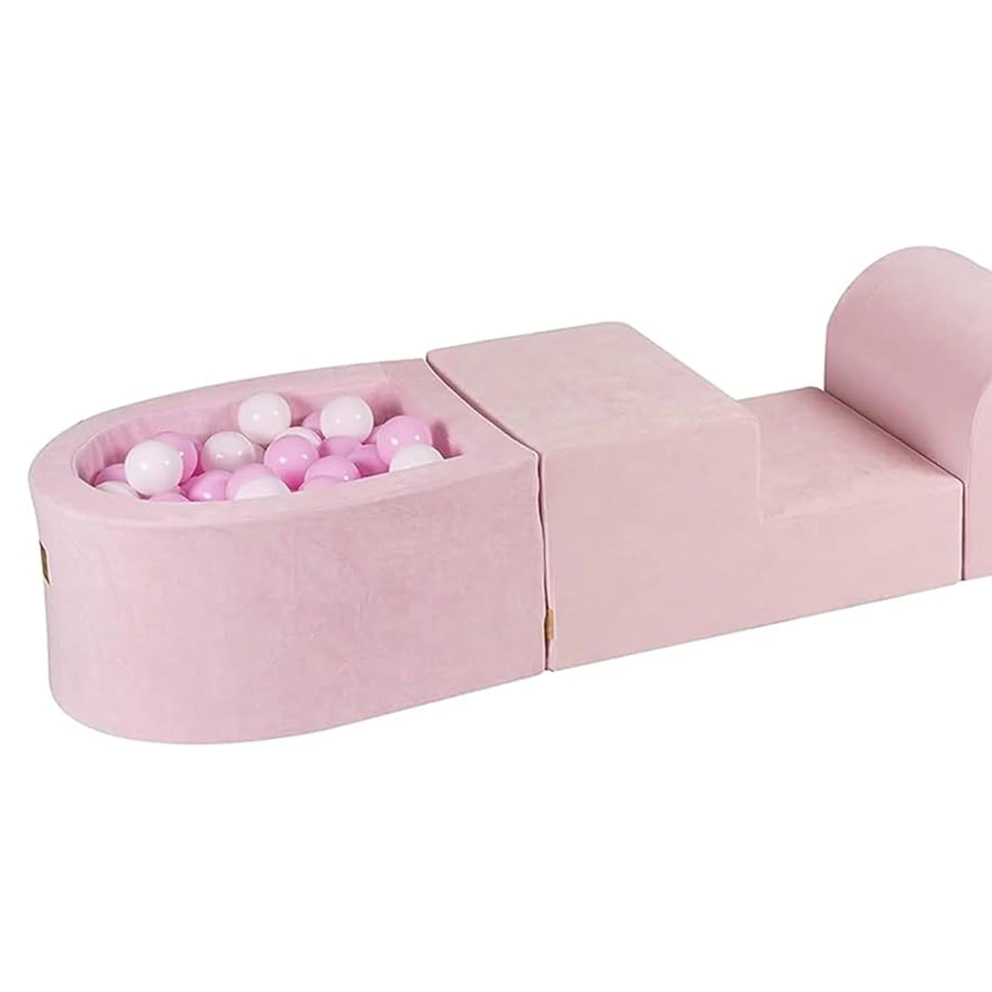 MeowBaby Round 4 Element Baby Foam Blocks Ball Pit with 100 Balls, Powder Pink - Image 7