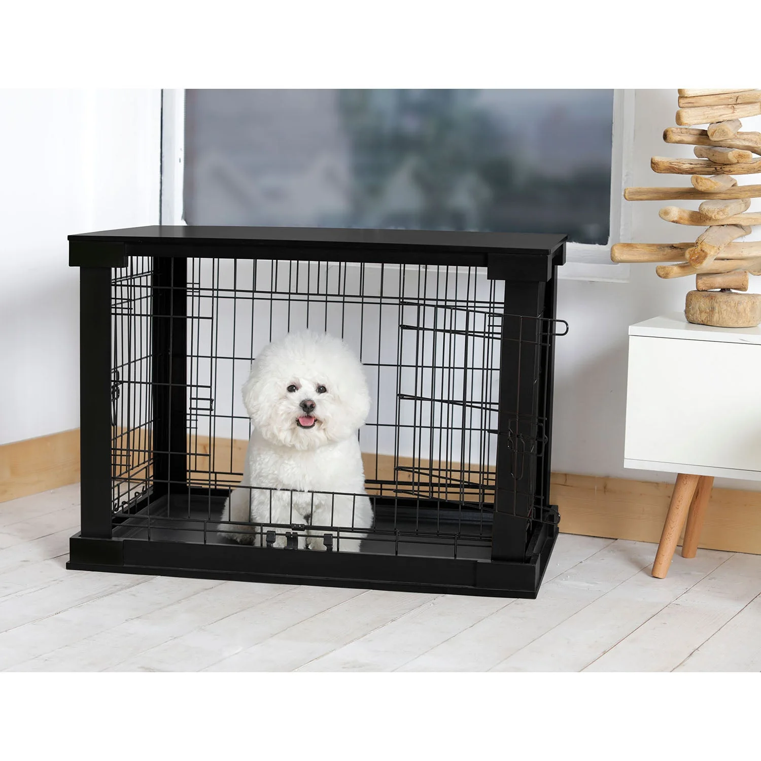 Merry Products Decorative Pet Cage w/ Protection Box End Table, Black - Image 2