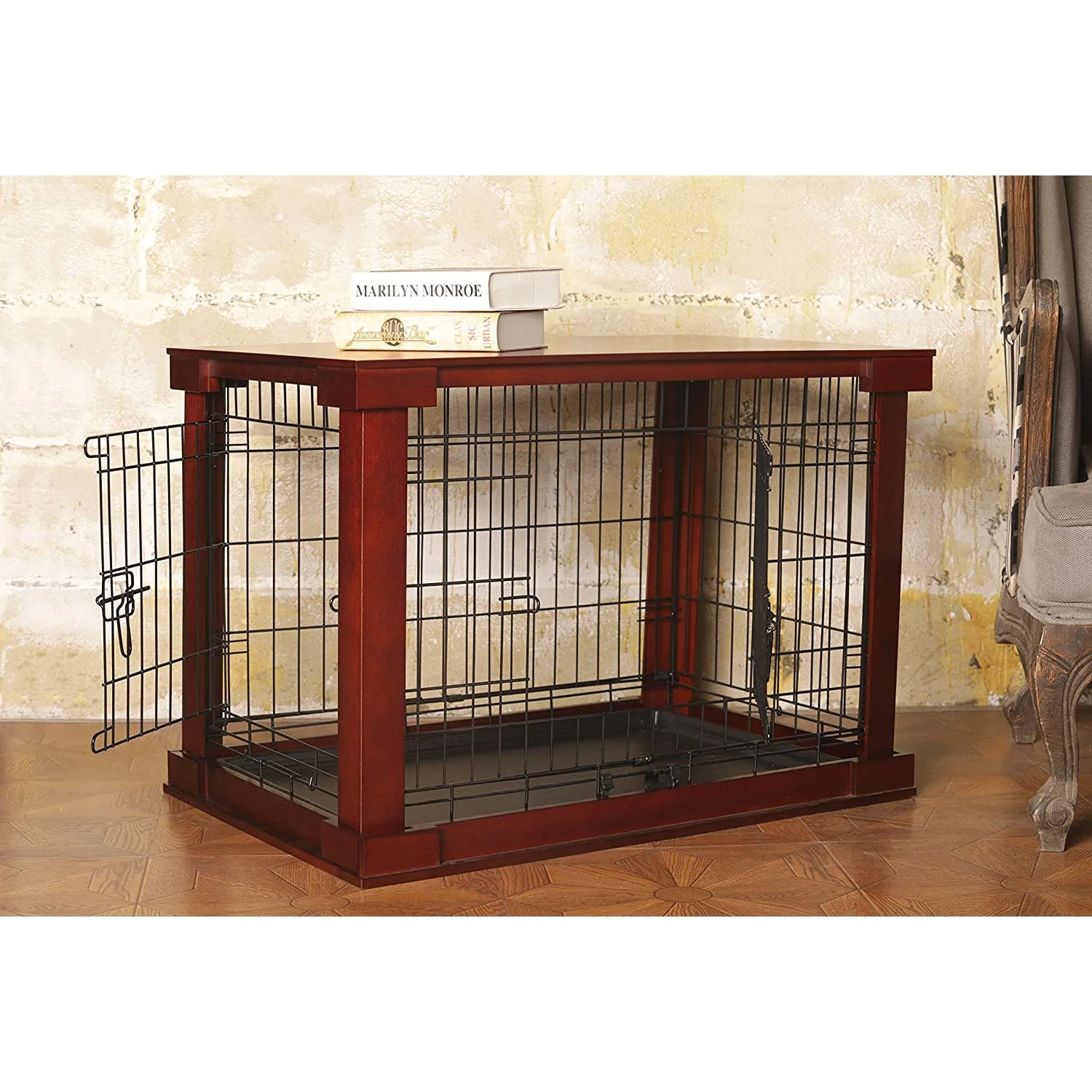 Merry Products Decorative Pet Cage w/ Protection Box End Table, Large, Brown - Image 9