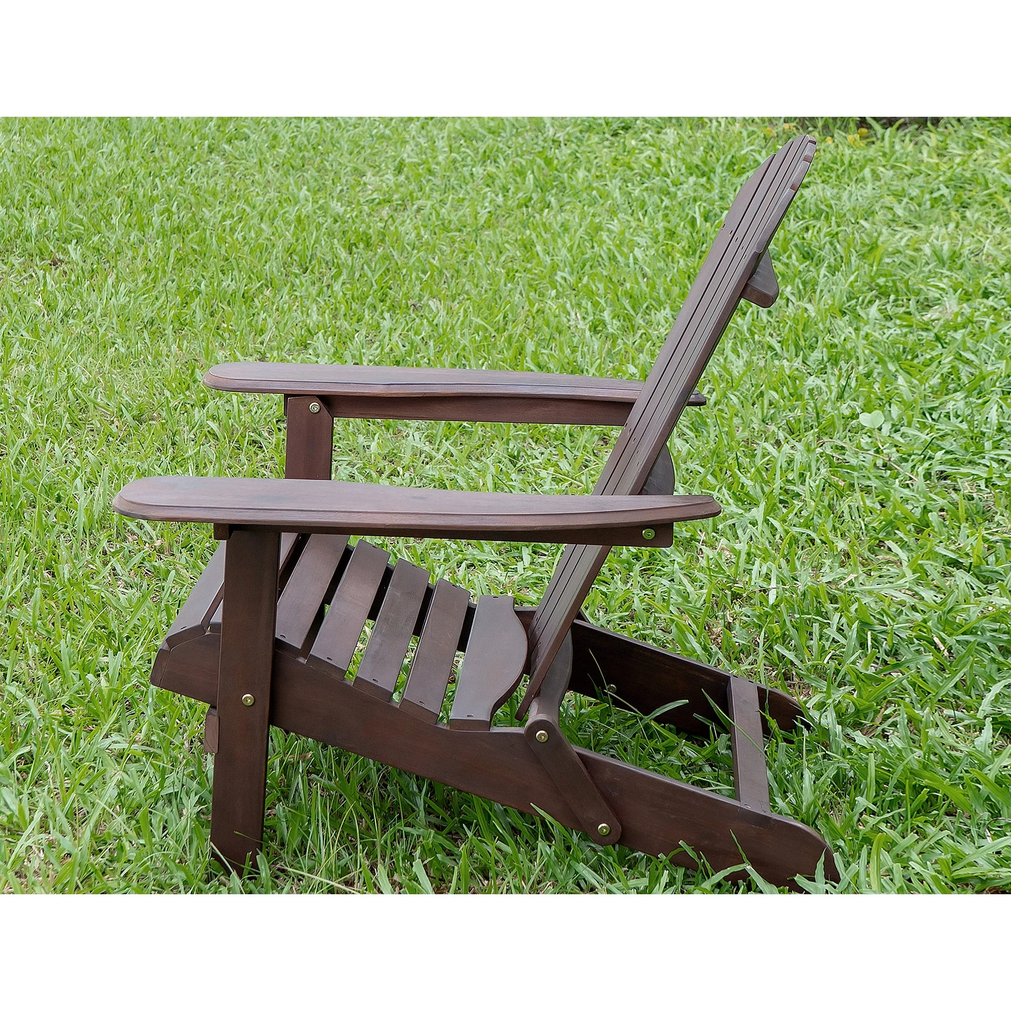Merry Products Real Acacia Hardwood Folding Adirondack Patio Chair, Dark Brown - Image 6