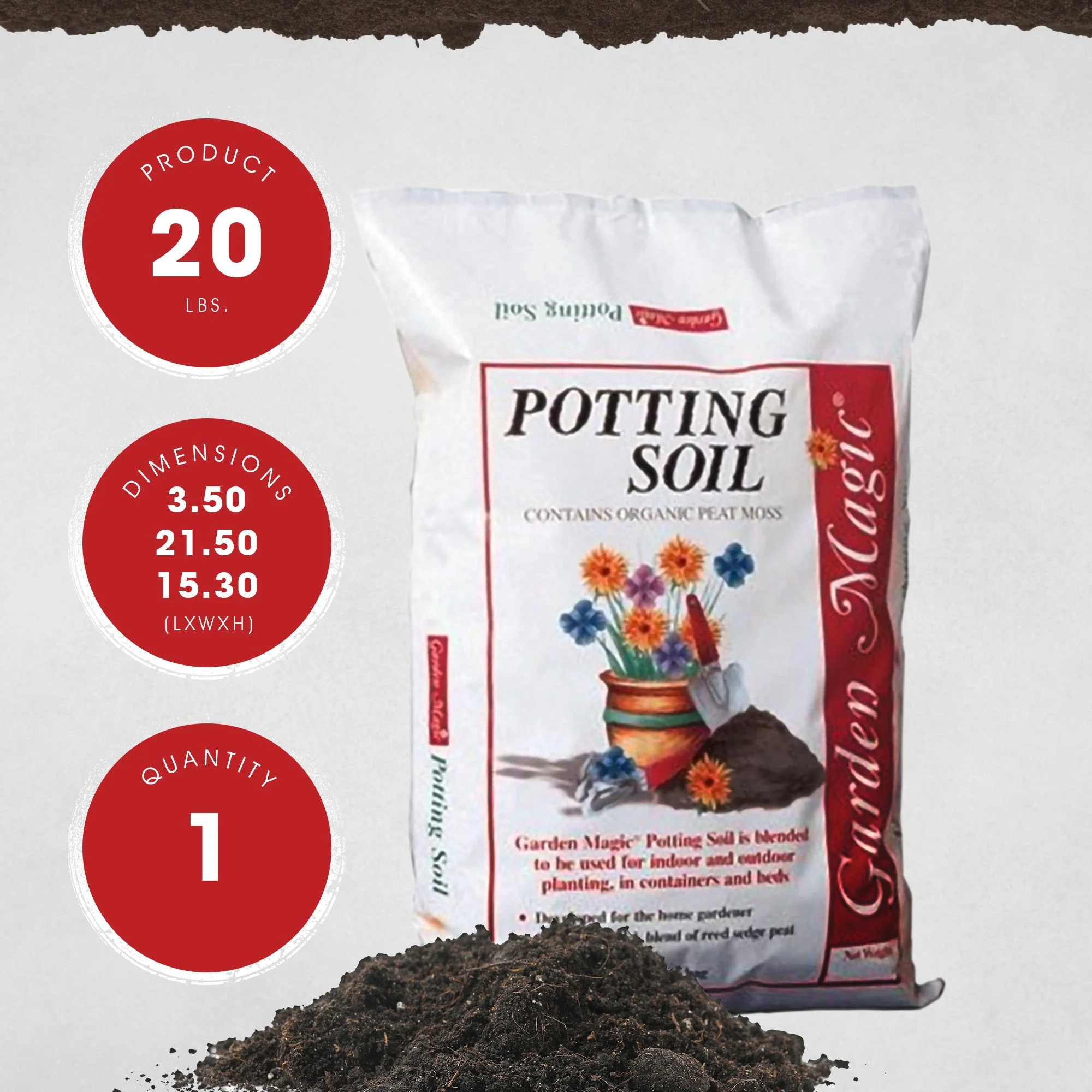 Michigan Peat 5720 Garden Magic General Purpose Potting Soil Mix, 20 Pound Bag - Image 3