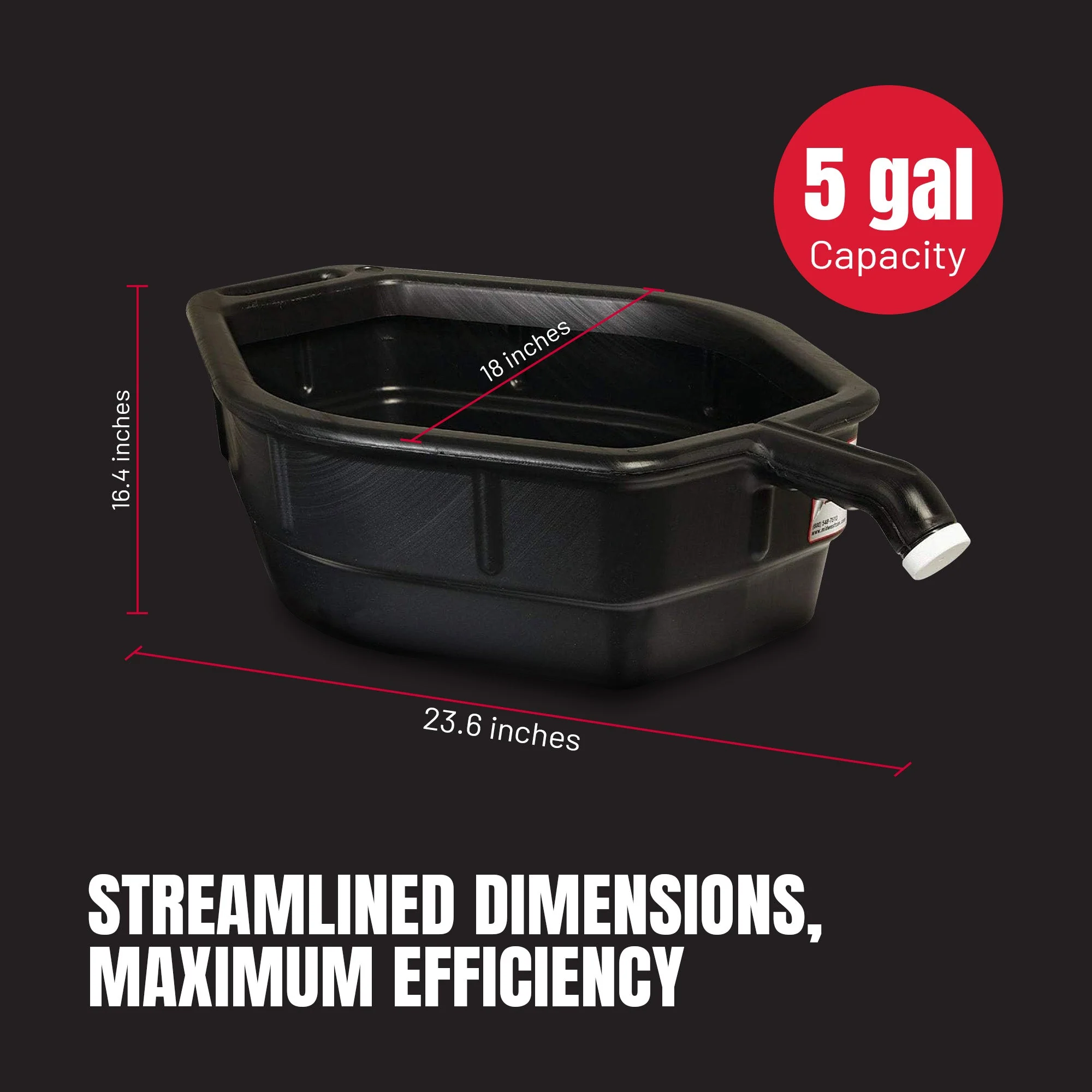 Midwest Can 5 Gallon Large Open Top Drain Pan with Back Handle and Front Spout - Image 3