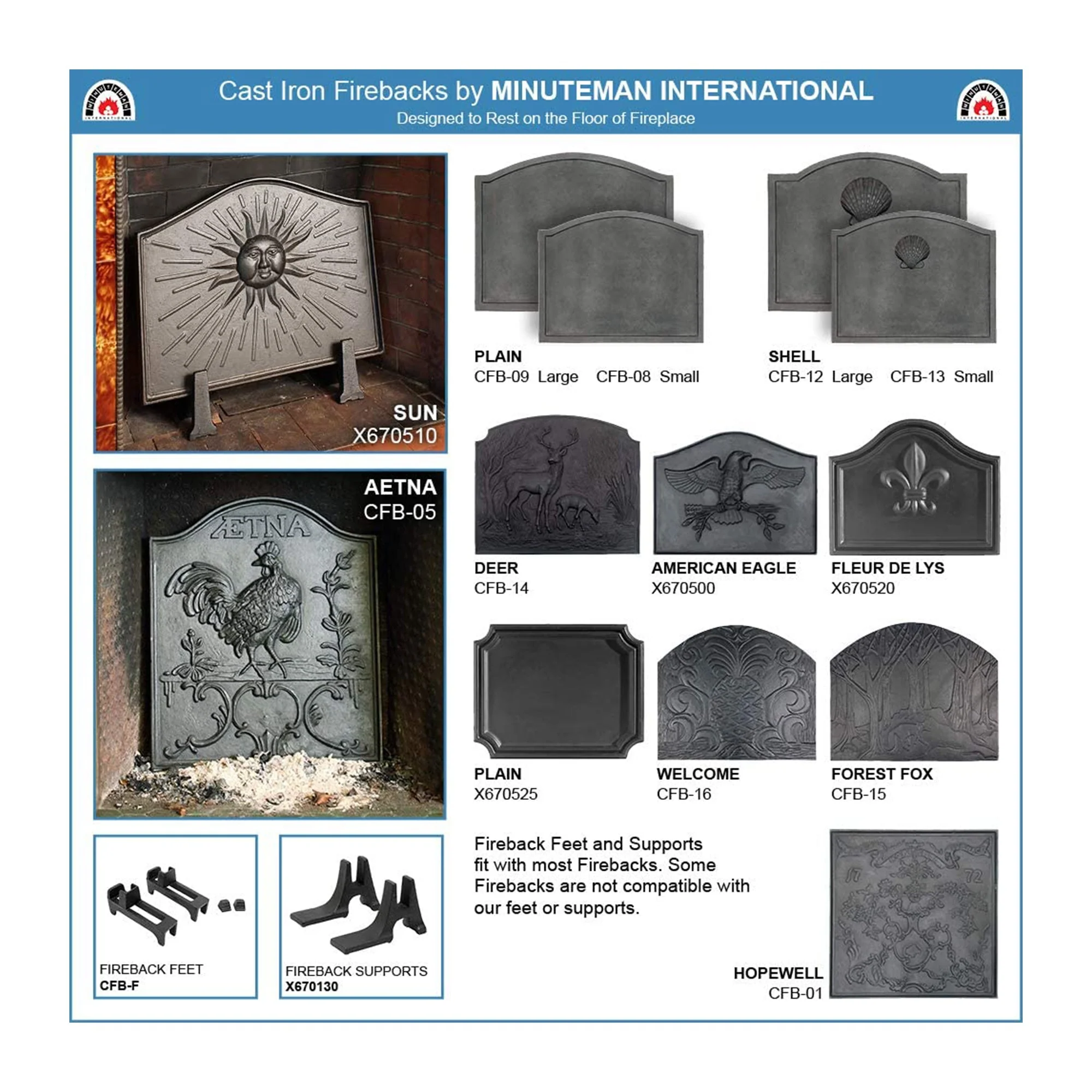 Minuteman International CFB-12 Cast Iron Shell Fireplace Fireback, Small, Black - Image 4