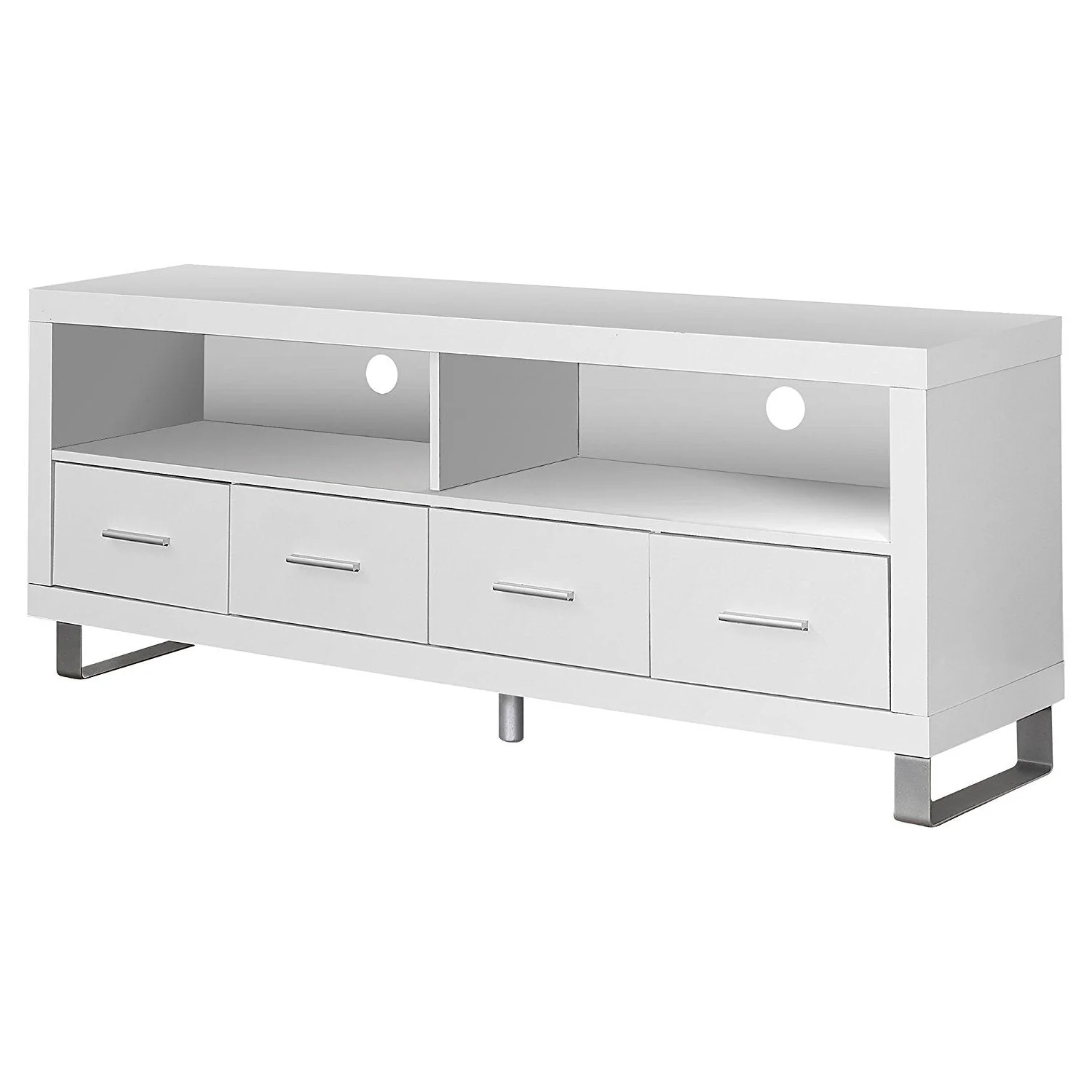 Monarch Contemporary Entertainment Center TV Stand w/ Storage, White (2 Pack) - Image 5
