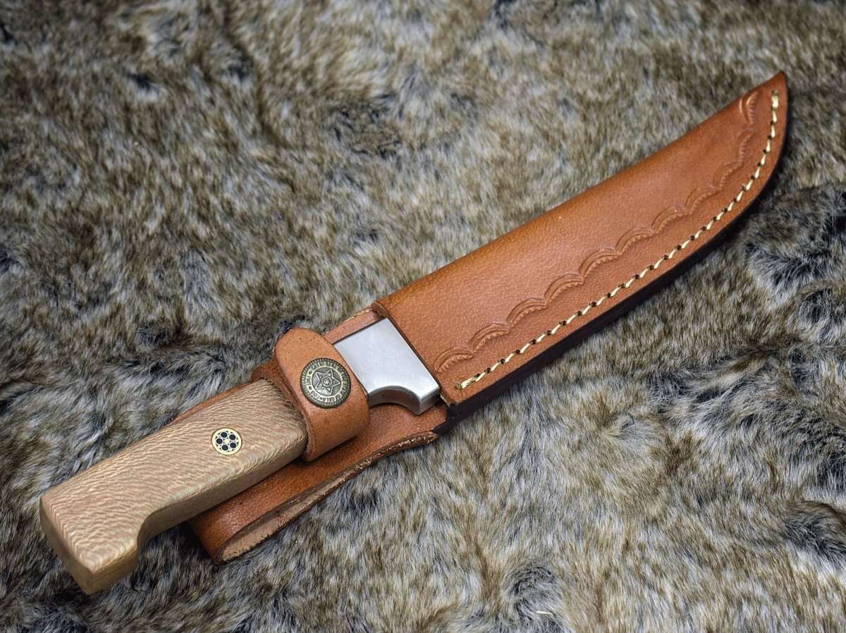 Monarch Damascus Fillet Knife with Leopard Wood Handle - Image 6
