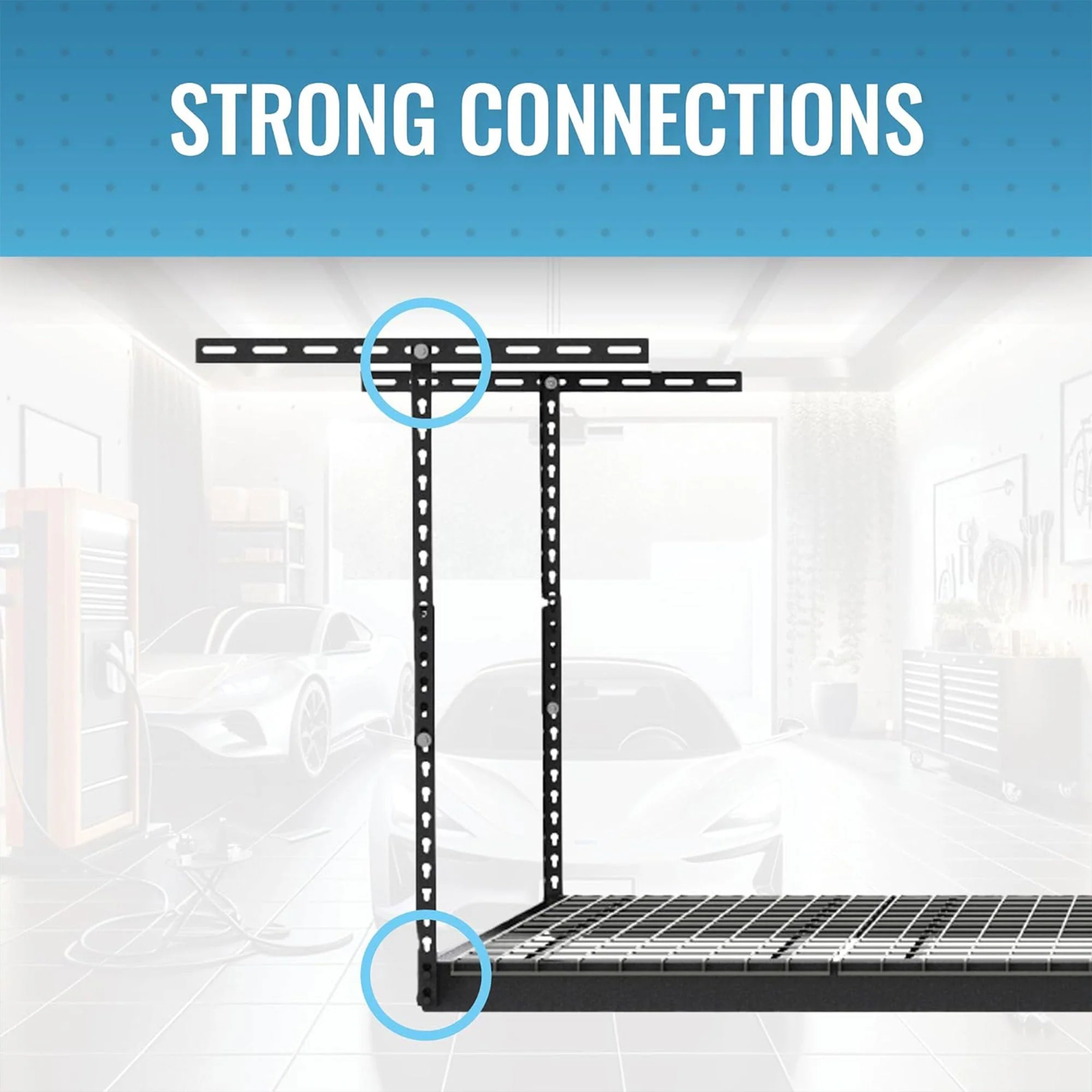 MonsterRax 3'x8' Overhead Garage Storage Rack Holds Up to 450 Pounds, Hammertone - Image 3