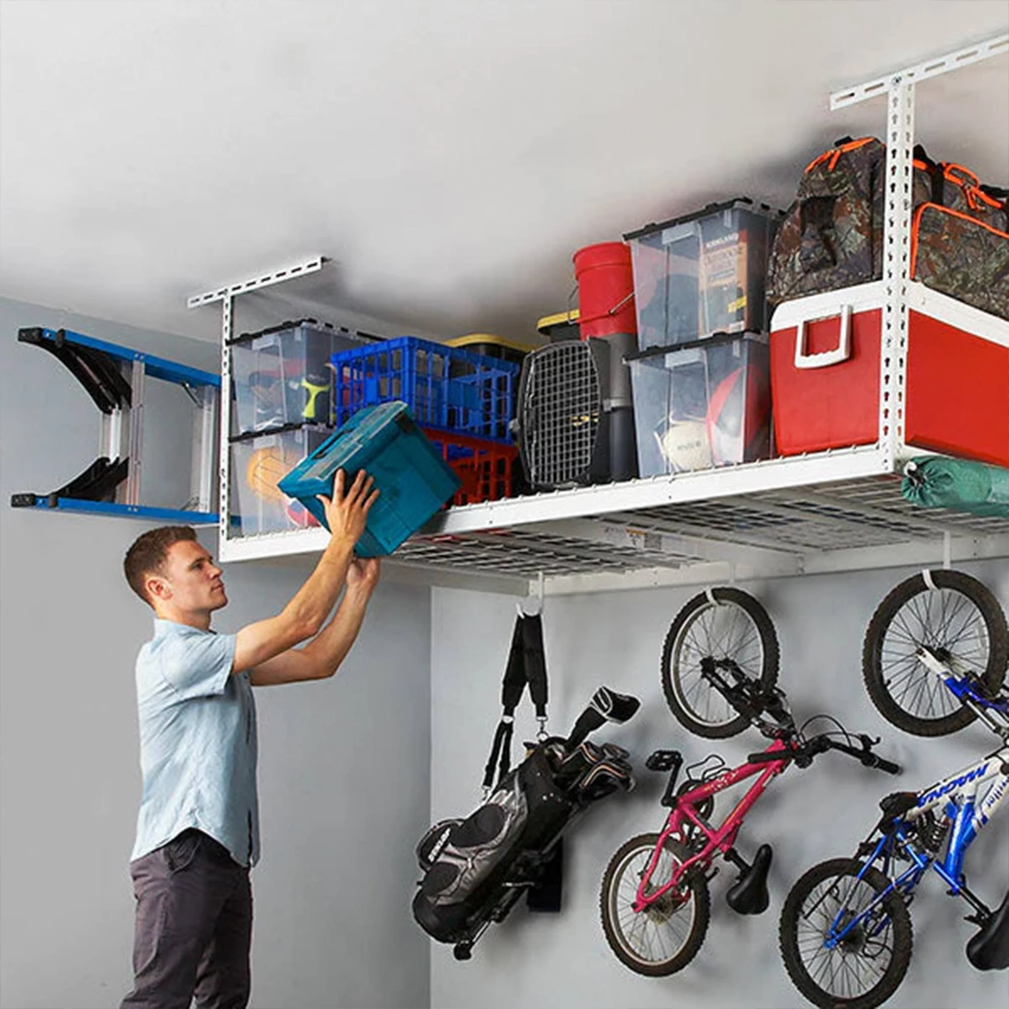 MonsterRax 4' x 8' Overhead Garage Storage Rack Holds Up to 500 Pounds, White - Image 6