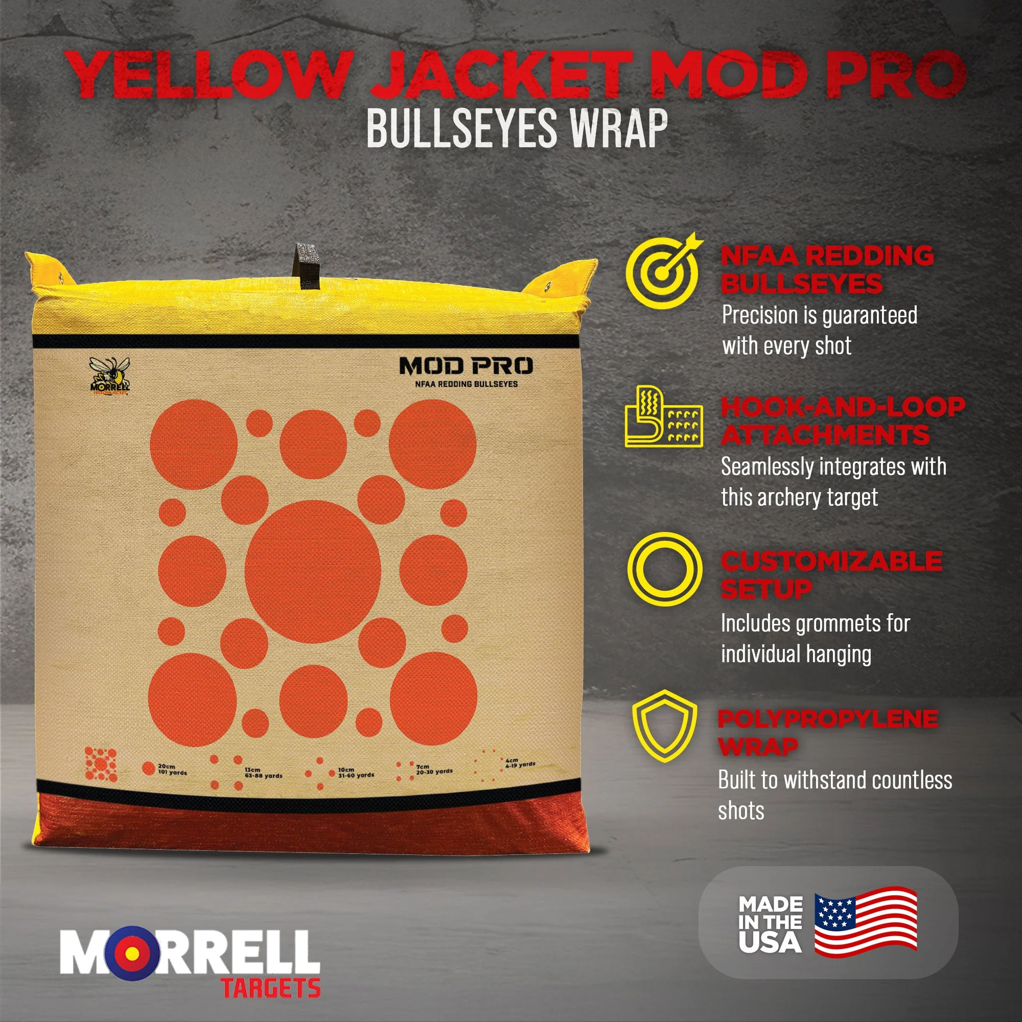 Morrell Yellow Jacket MOD Pro Redding NFAA Bullseyes Wrap w/ Hook & Loop, 3 Pack - Image 4
